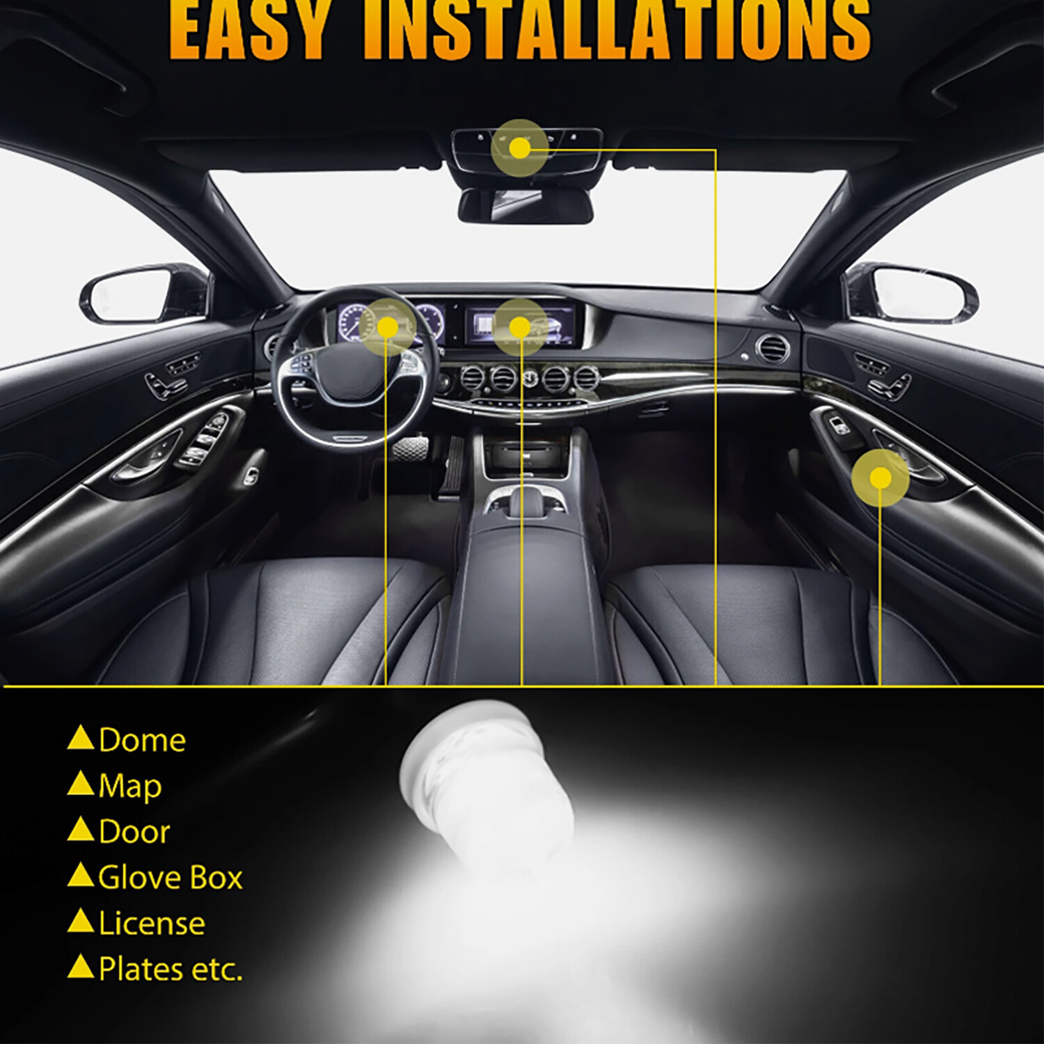 20x Super White BA9S LED Interior Instrument Panel Dash Map Light Bulb 1815 1895