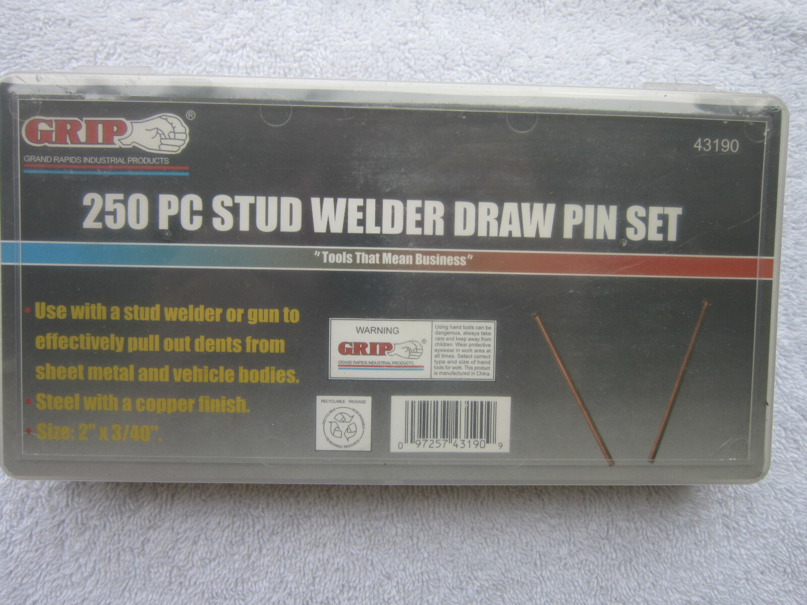 GRIP - 250 pc. Stud Welder Draw Pin Set [Size: 2" x 3/40"] (Part # 43190) *NEW*