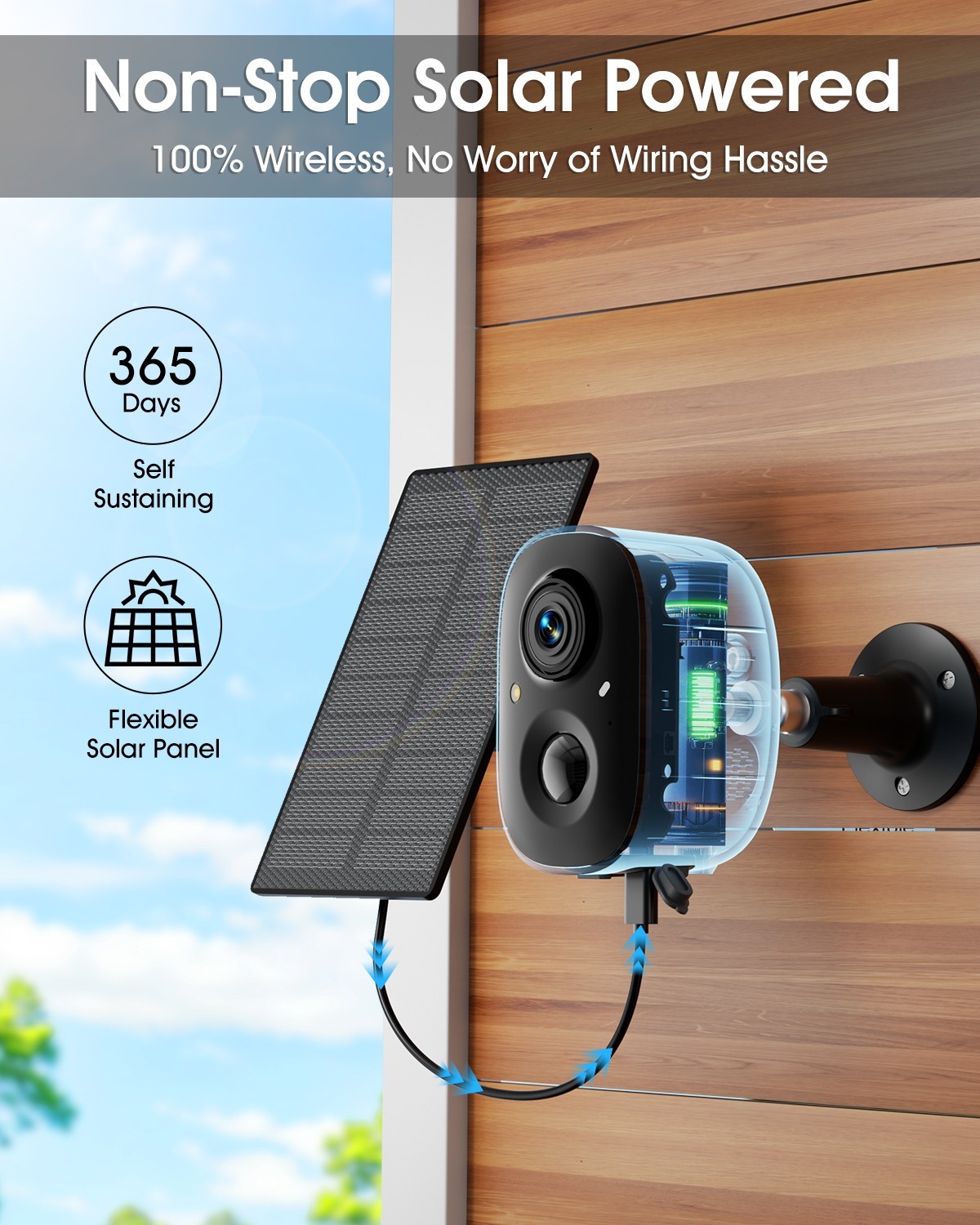 4CH Solar Battery Powered 4MP Wireless Security Camera System 2 Way Audio +128G