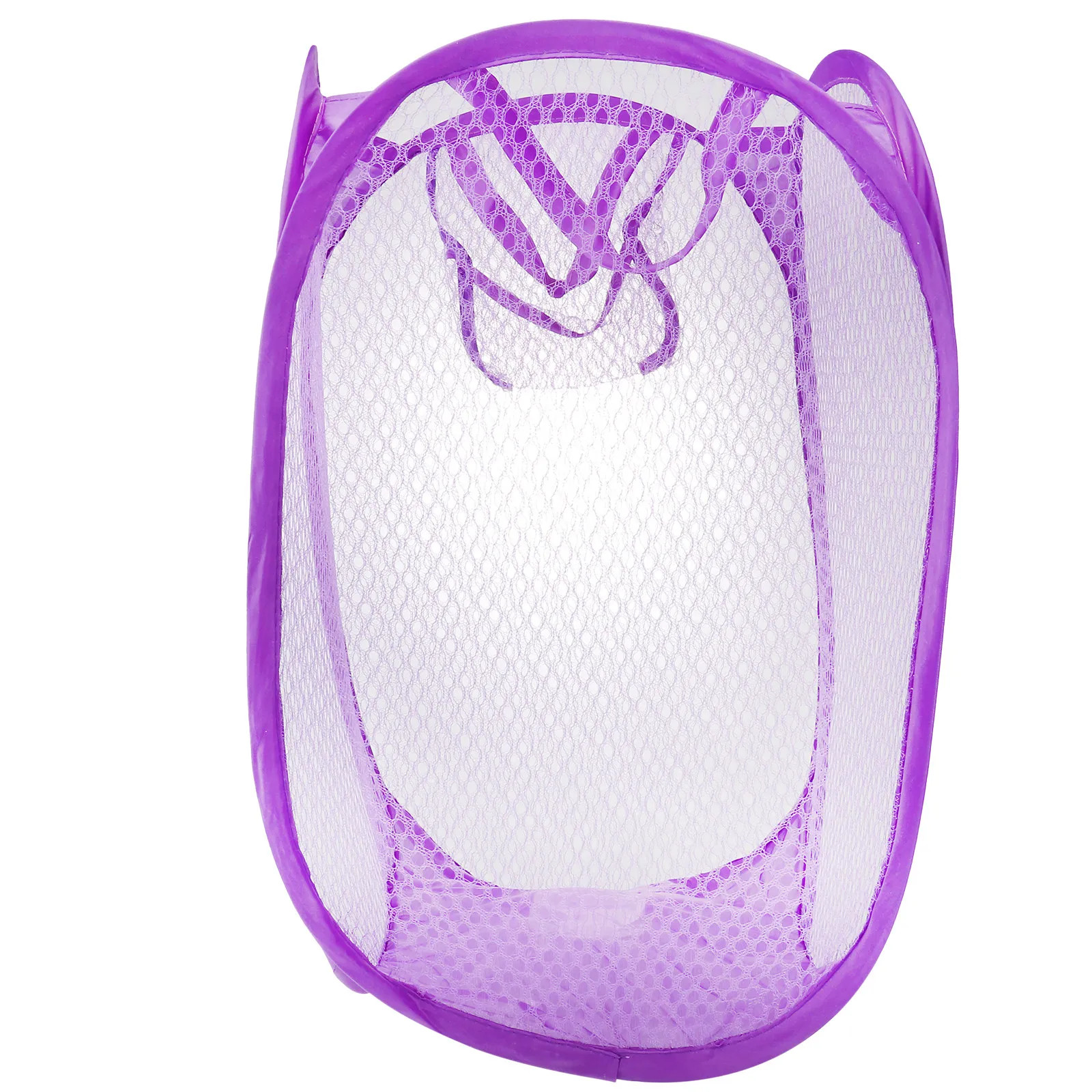 Purple Foldable Pop-Up Laundry Hamper Mesh Basket for Dorms Apartments Outdoor C