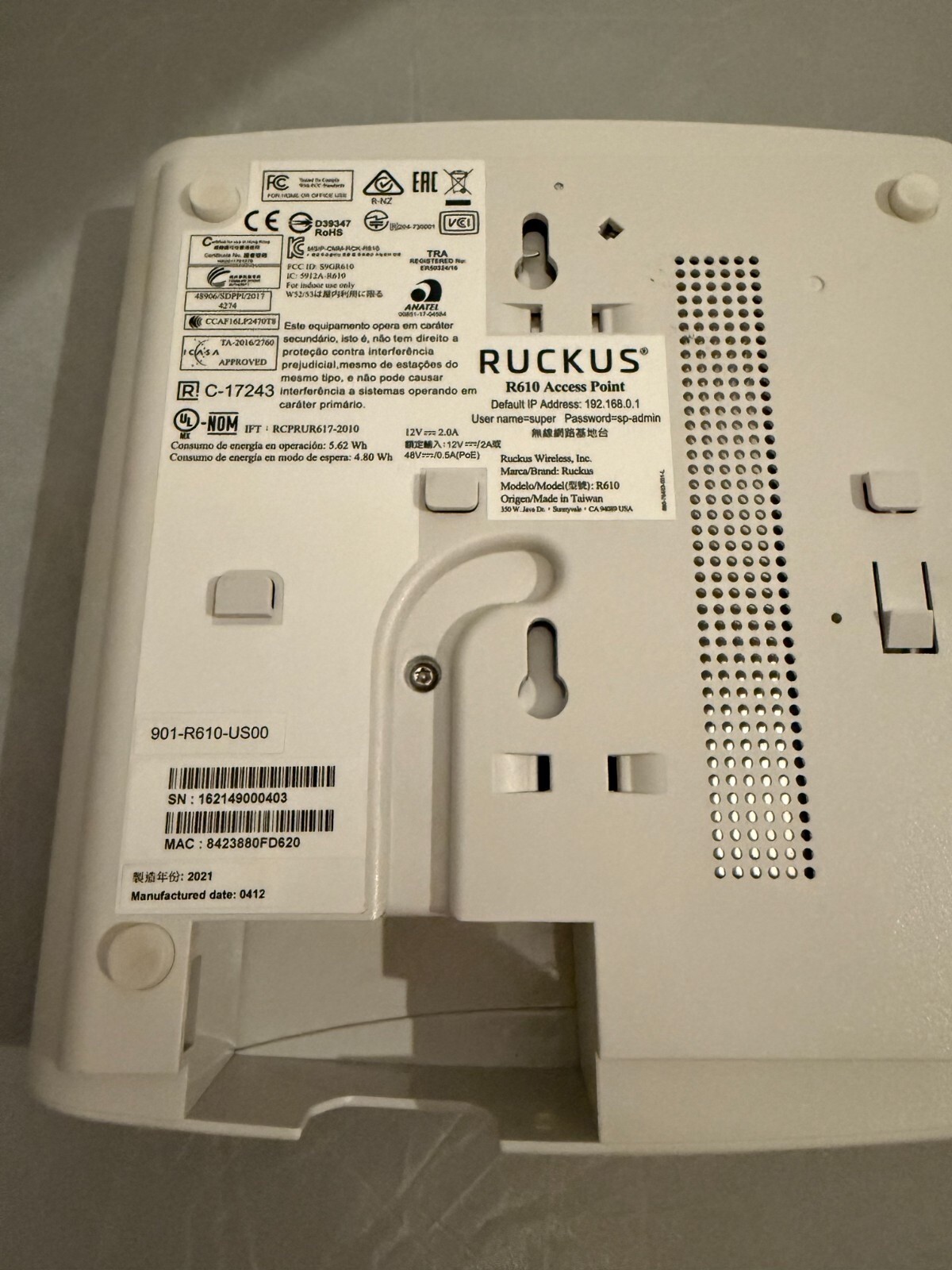 Ruckus R610 Wireless Access Point UNLEASHED