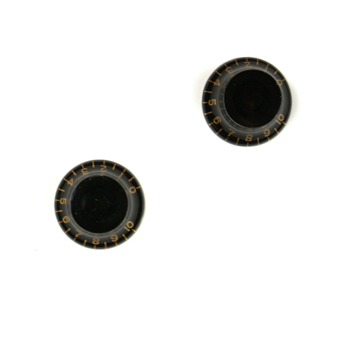 Set of 2 Top Hat Bell Style Guitar Speed Knobs -BLACK (A25)