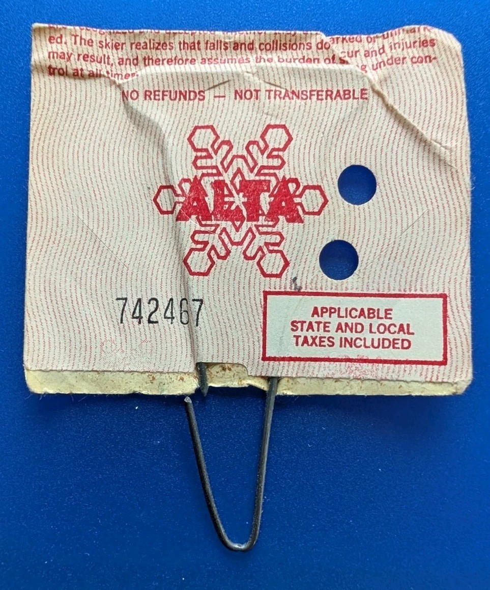 Vintage 1980s  Alta Utah Ski Lift Ticket - Skiing & Snowboarding Resort - Harry