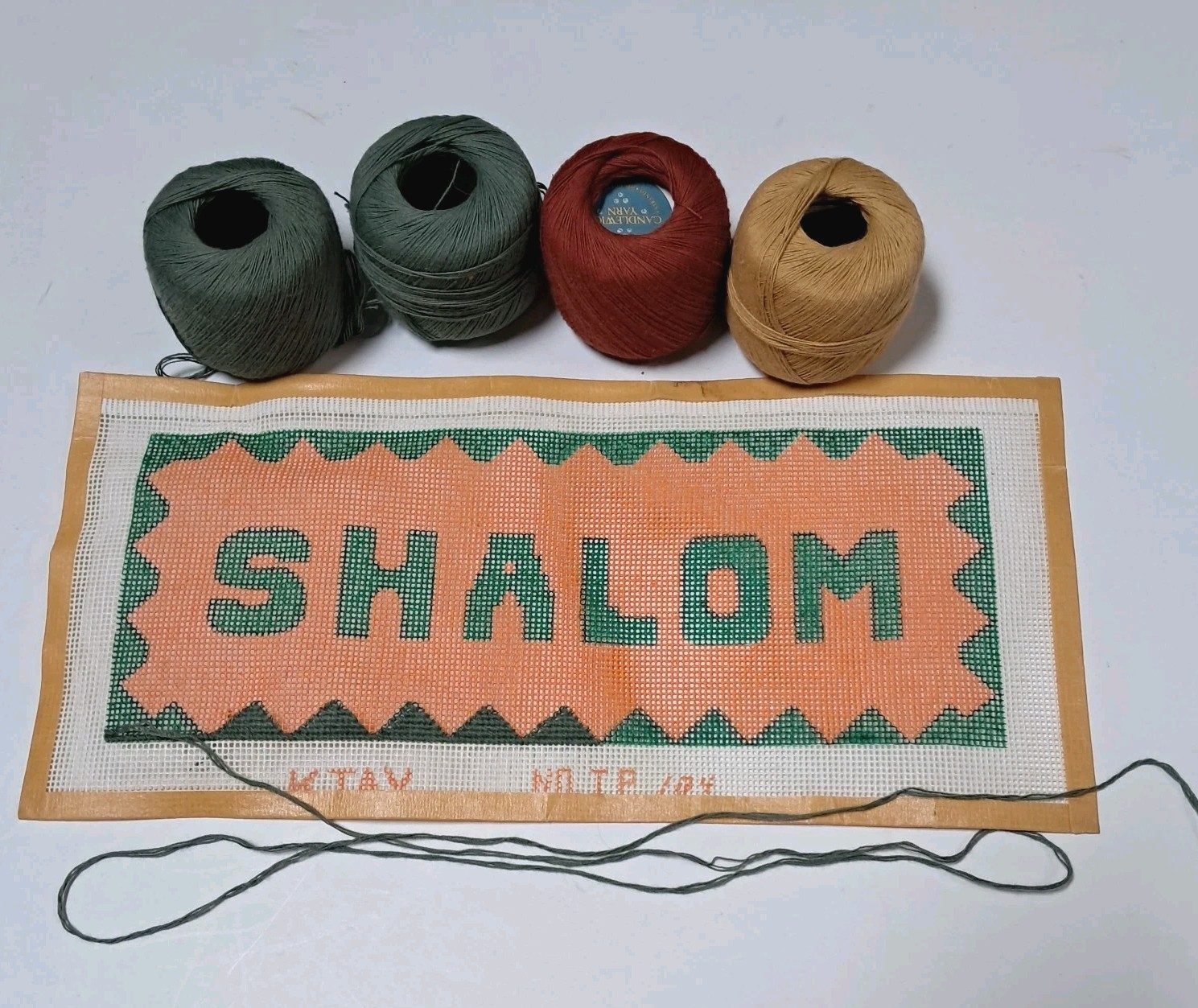 Shalom Needlepoint Canvas KTAV NO TP 104 MCM Yarn Included Handpainted READ
