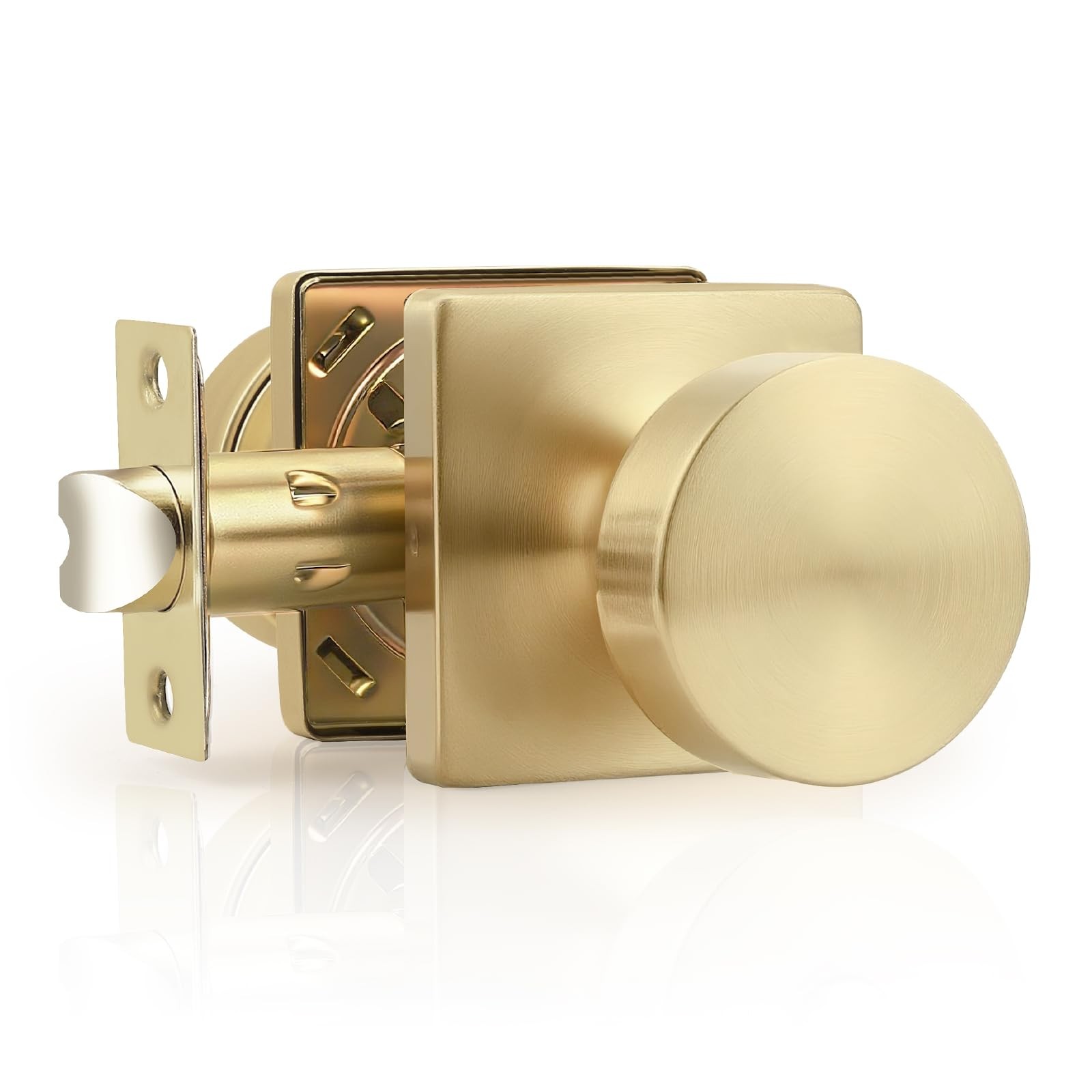 Probrico Bulk Passage Door Knobs Interior 10 Pack, Brushed Gold Square