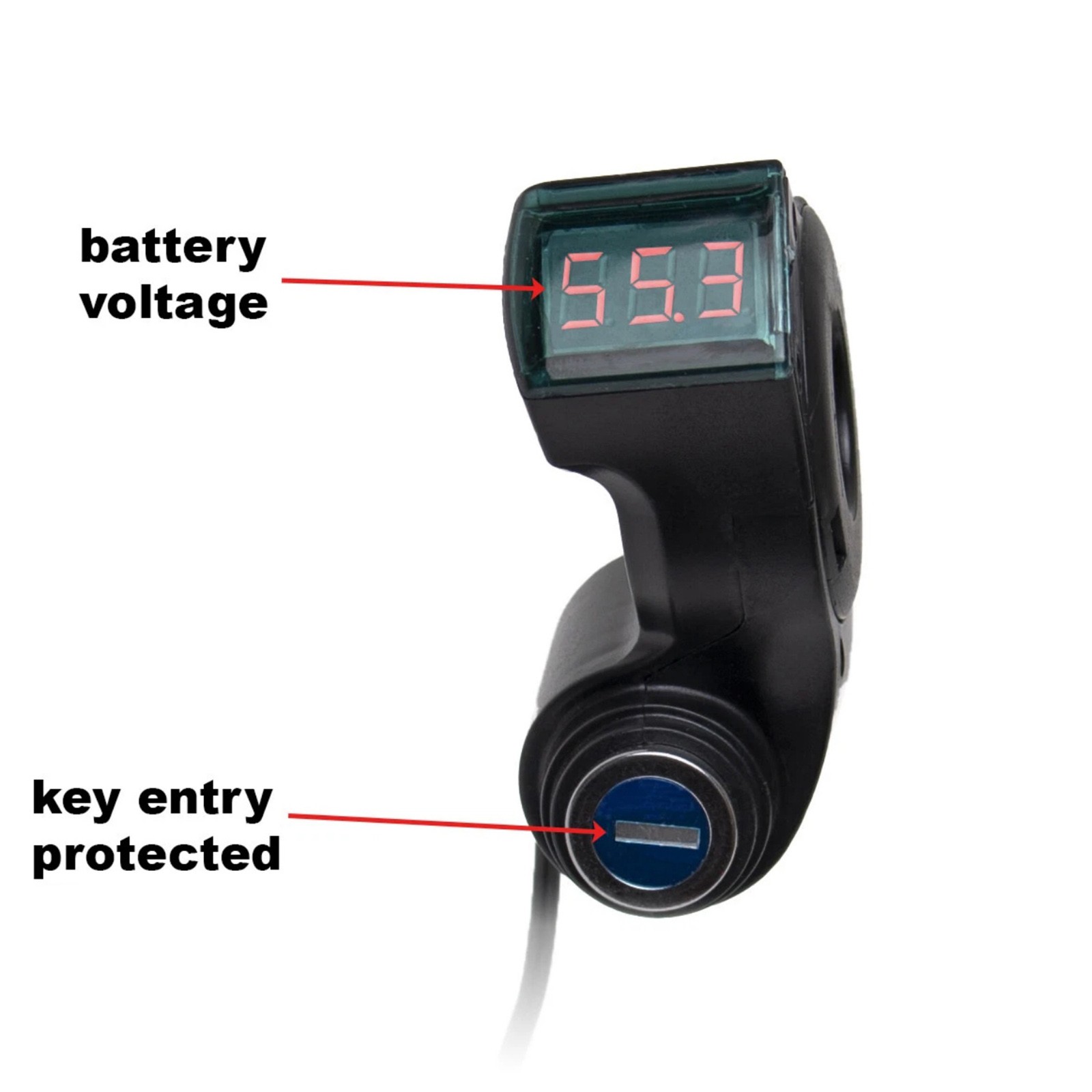 Durable E-Bike Throttle Control Switch Voltage Display Key Lock for Electric