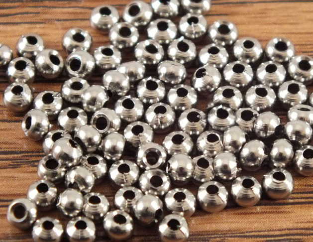 Brass Beads for Fly Tying  - Nickel - 11/64" 4.5mm 50 pkg MAT229