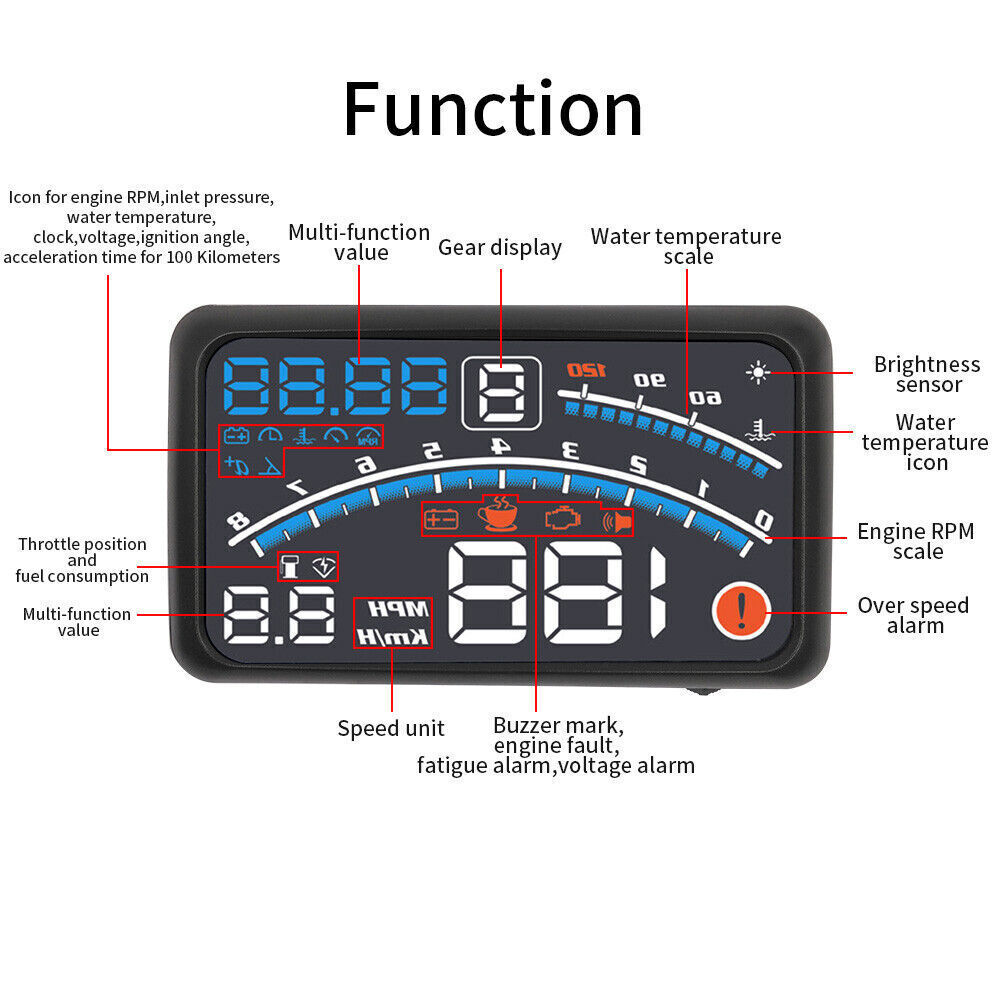 Car HUD head-up display OBD driving computer Head-up speed smart projector