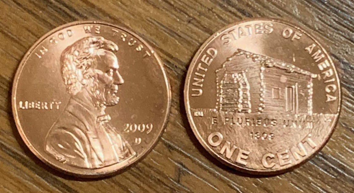 Two 2009 D Lincoln Bicentennial Cent Birthplace Log Cabin Brilliant Uncirculated