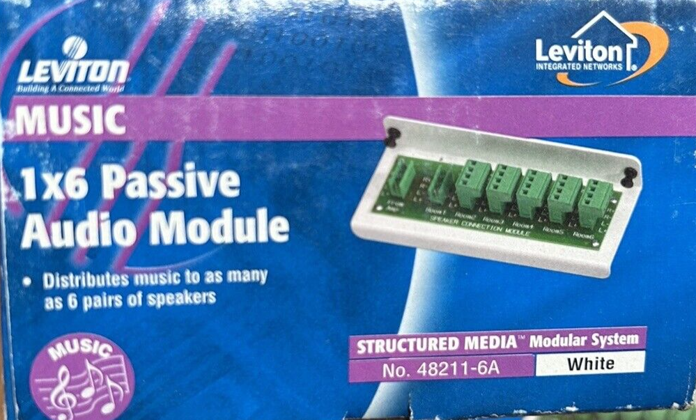 💥Leviton 48211-6A 1X6 Passive Audio Speaker Connection Module White