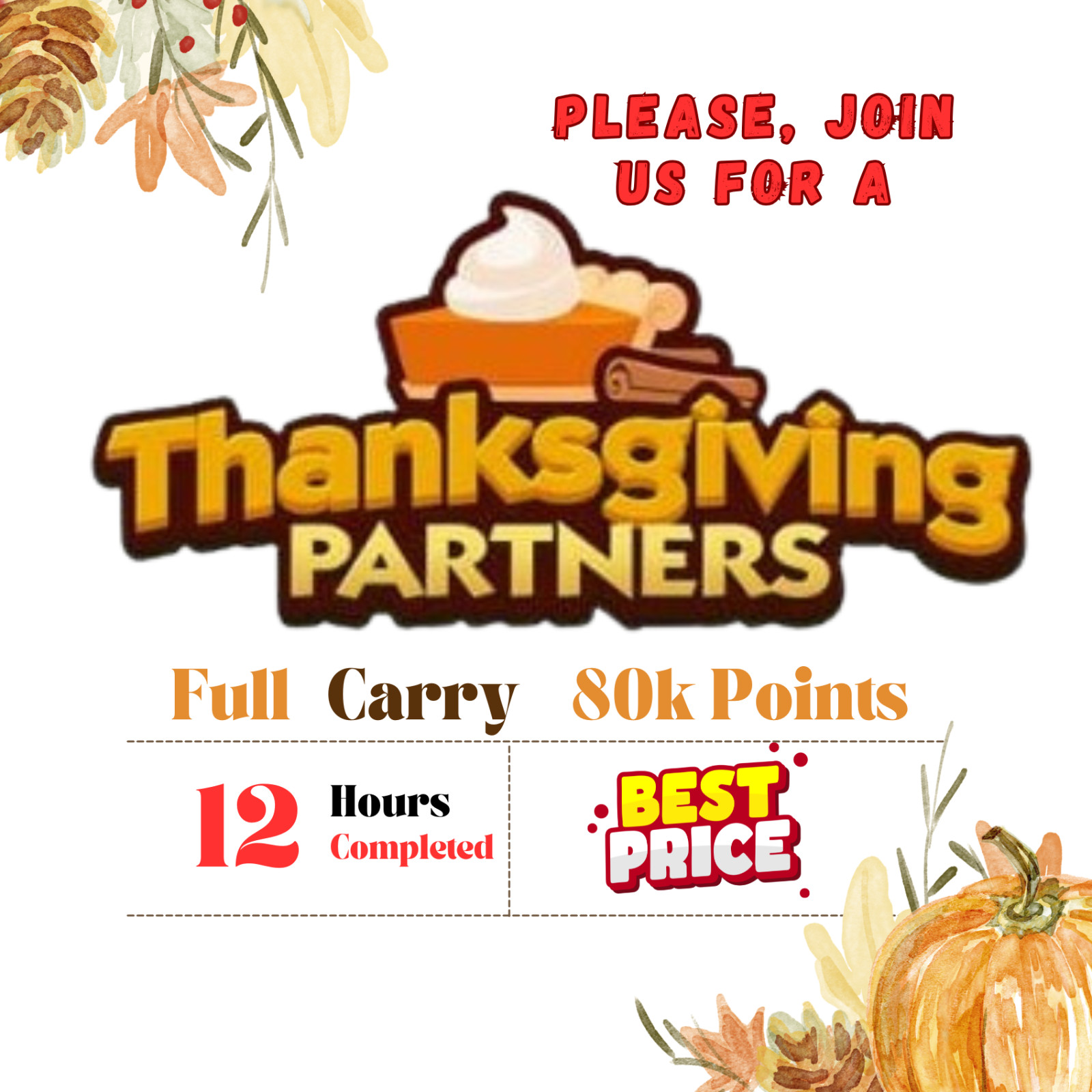 Monopoly Partners Event Go!THANKSGIVINGPartners RUSH 12 HOURS MAX