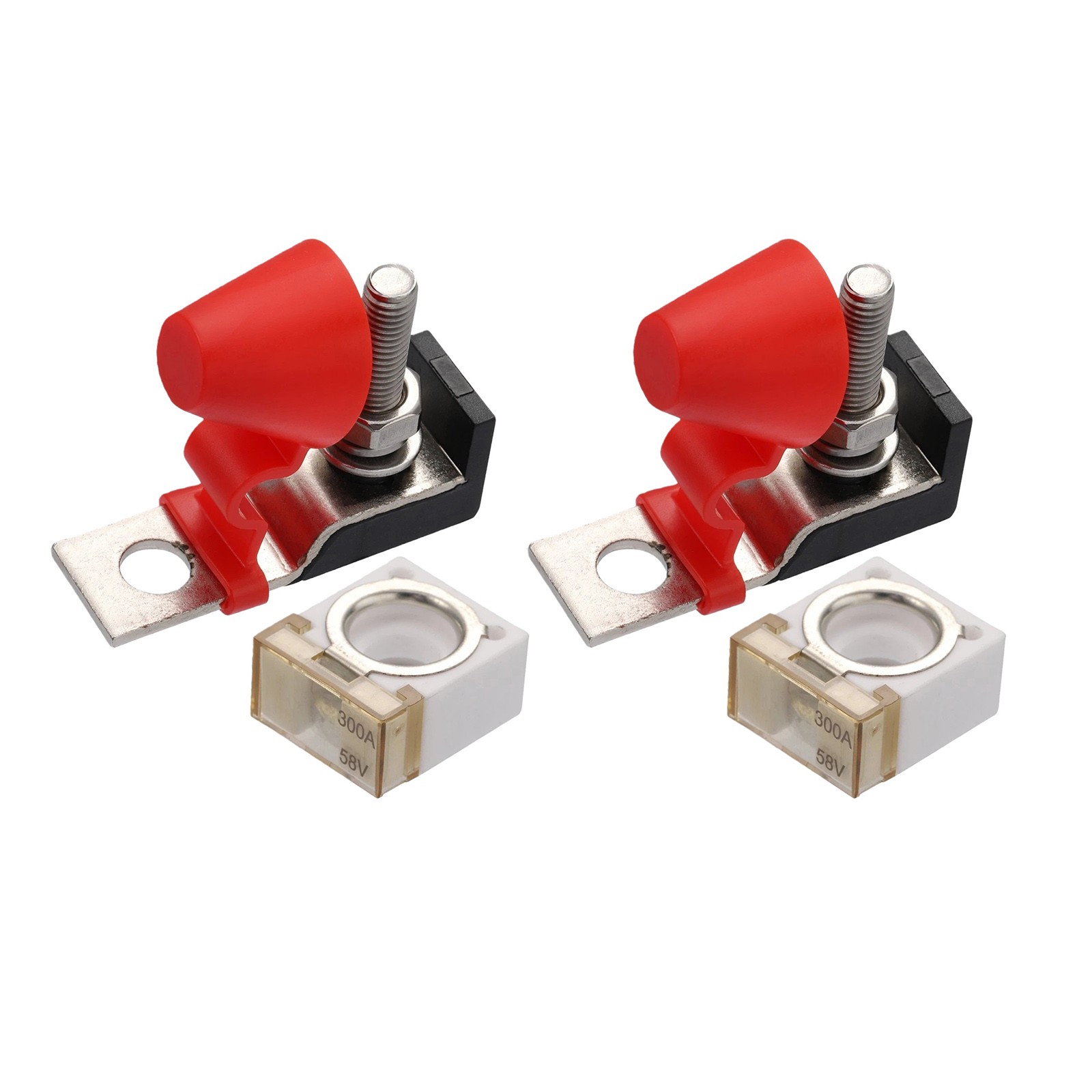 2Pcs 300A Terminal Fuse Block Kit with M8 Battery Connection Studs Hardware