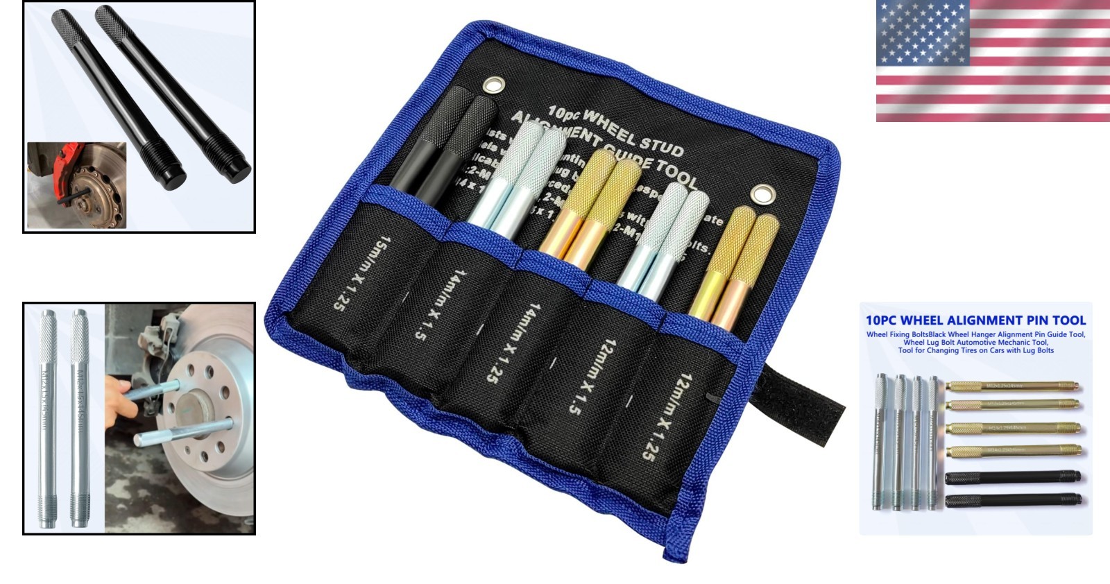 10PC Wheel Alignment Pin Set - Durable Guide Tool for Safe Tire Changes
