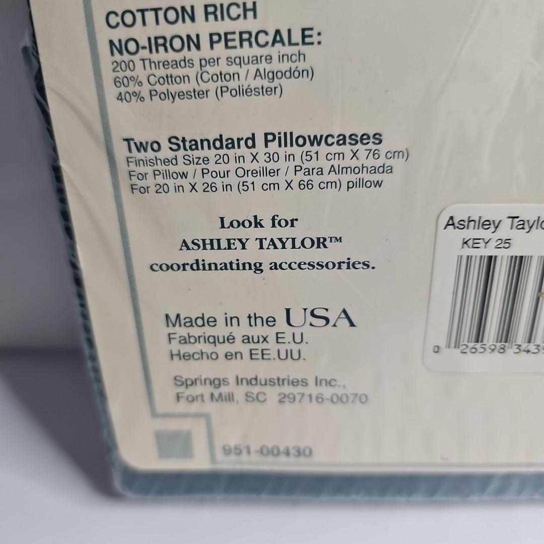 Ashley Taylor STANDARD Pillowcase Set 2 Piece Evergreen 200 Thread Count Green