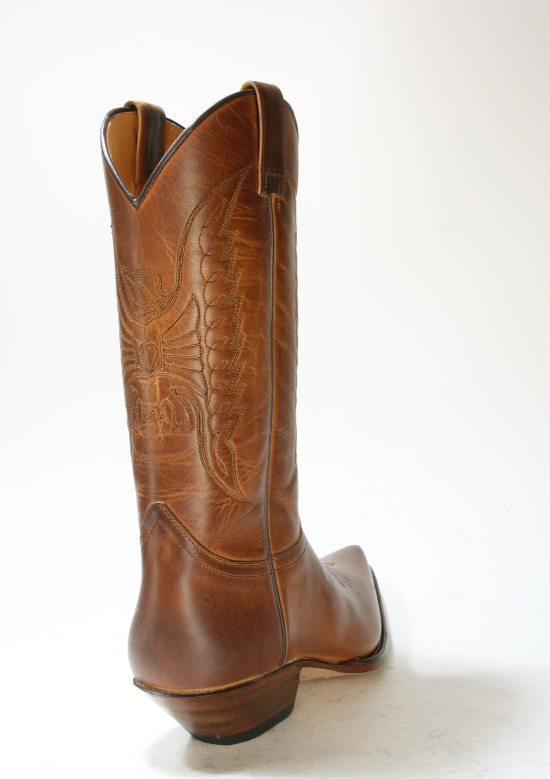 2073 Sendra Boots Cowboy Boots In Vera Pelle Brown Frame Stitched