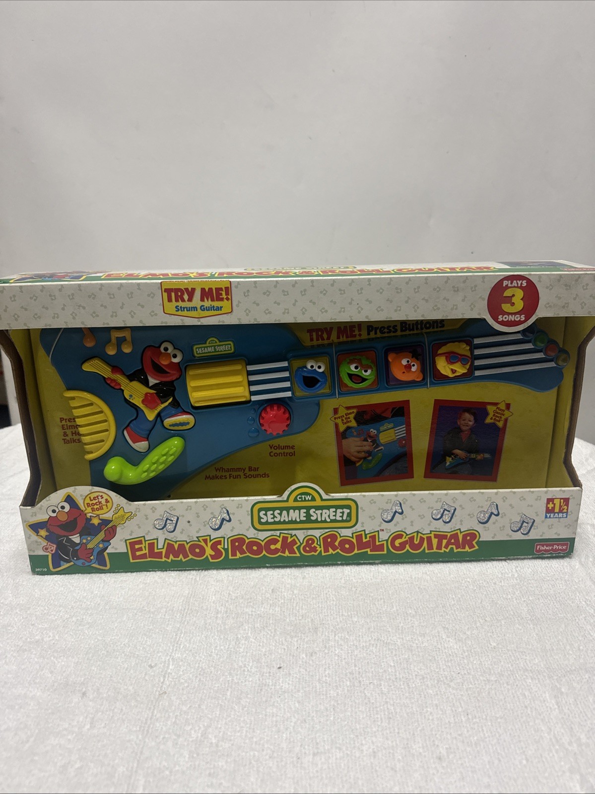 1998 Mattel Fisher Price Sesame Street Elmo's Rock & Roll Guitar -New in box