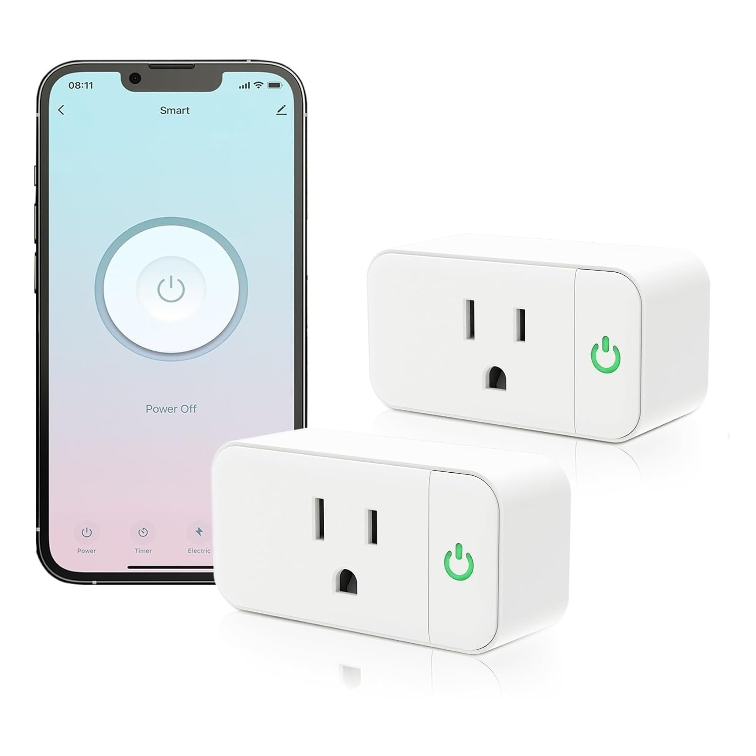 Mini Smart Plug, 15A Wifi Plugs Work with Alexa & Google Assistant, Smart Outlet
