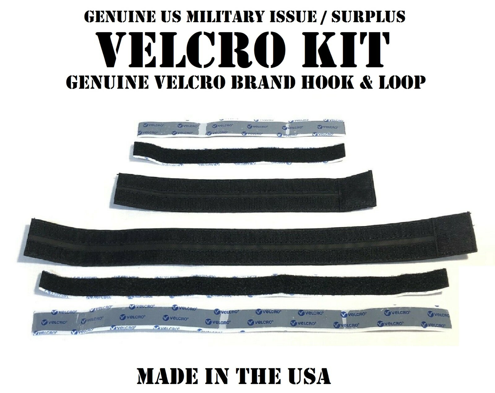 GENUINE 1/2 x 10 & 16 SELF ADHESIVE LOOP w/ MOUNTED HOOK US MILITARY MRAP USGI