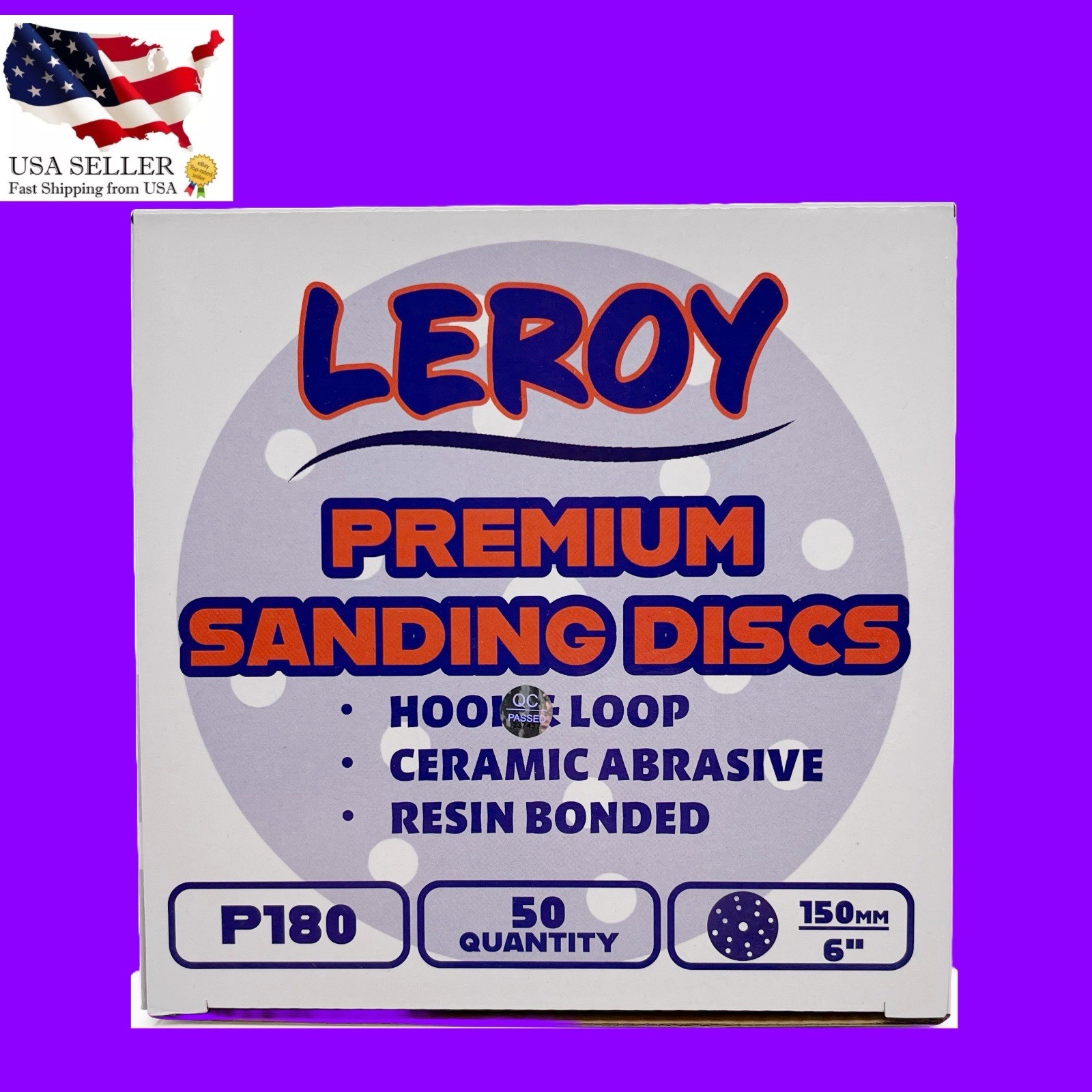 180 Grit 6” Sanding Disc Ceramic Sandpaper Paint Shop LIKE 3M 31374 36176 (50)🔥
