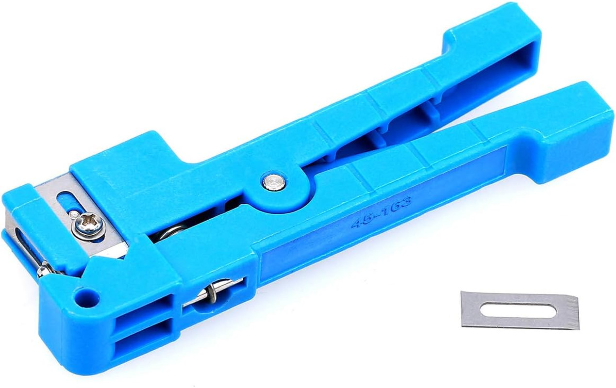 45-163 Fiber Optic & Coaxial Cable Stripper Tool (Blue, Alloy Steel)