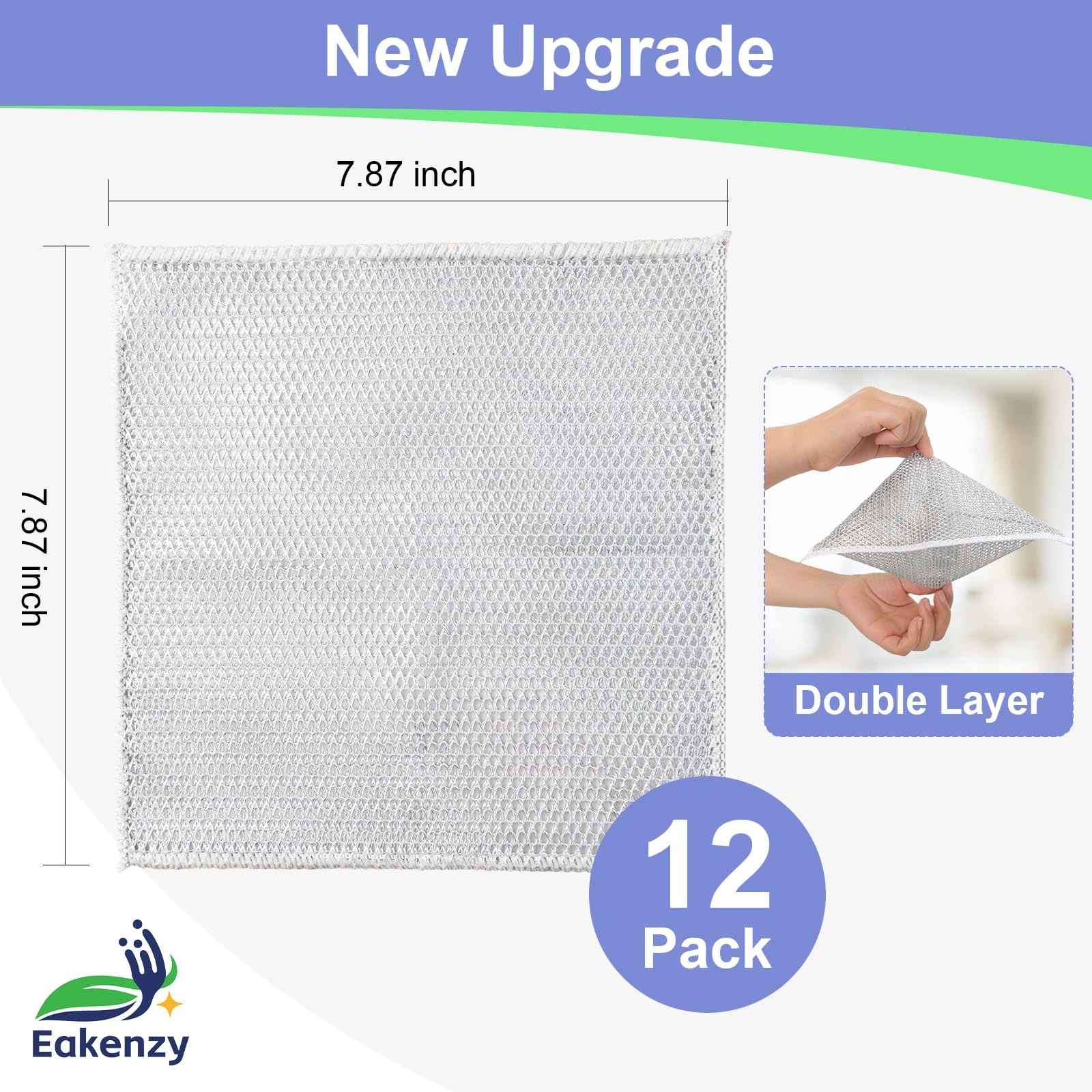 12 Pack Multipurpose Wire Dishwashing Rag for Wet and Dry, Double Layer
