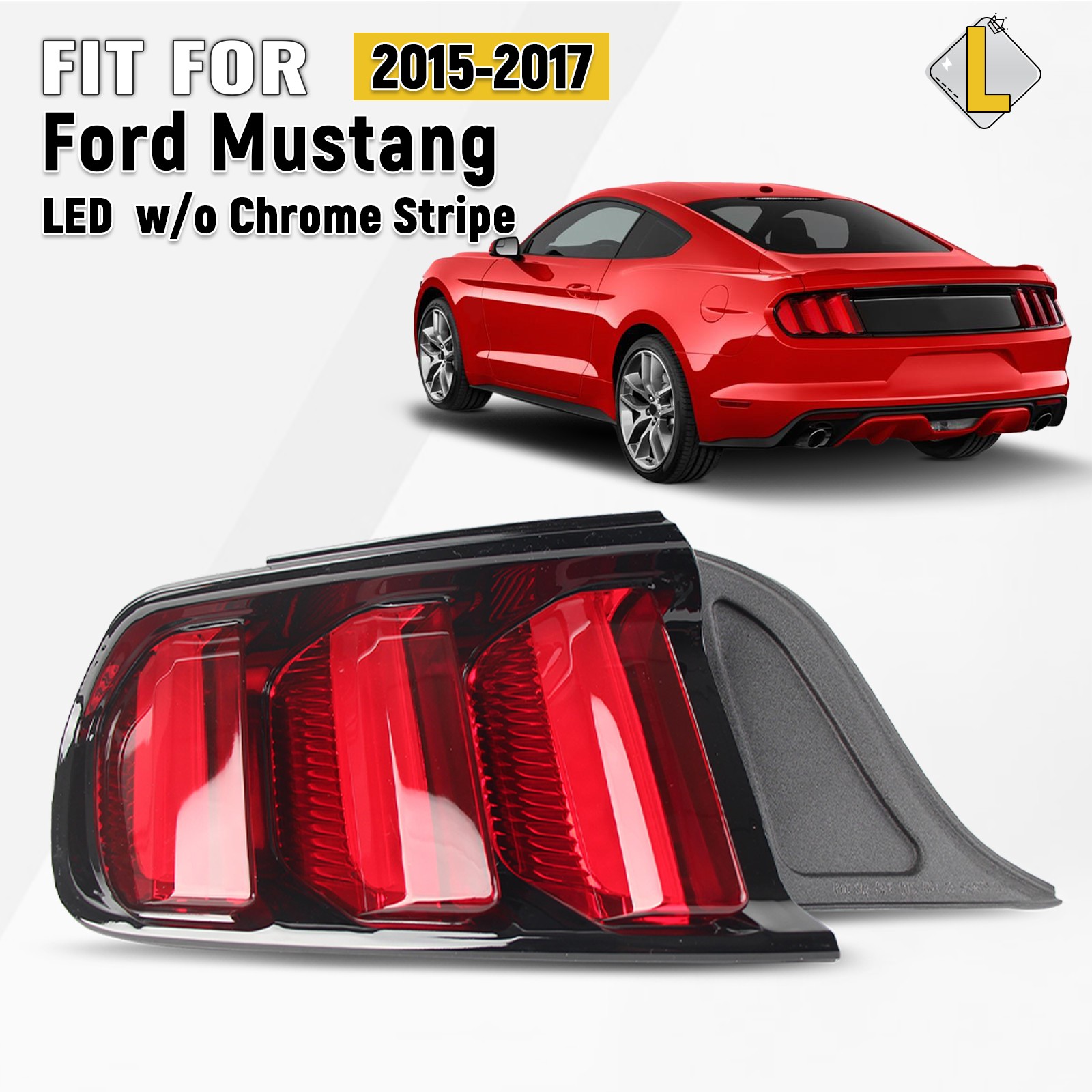 For 2015-2017 Ford Mustang Left Driver Side Rear Tail Light  Brake Lamp Black