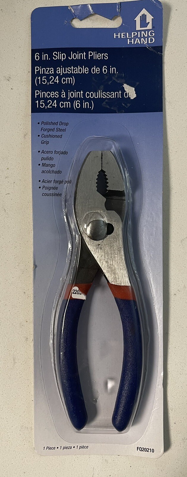 Helping Hand Slip Joint Pliers 6" Polished Drop Forged Steel Cushioned Grip