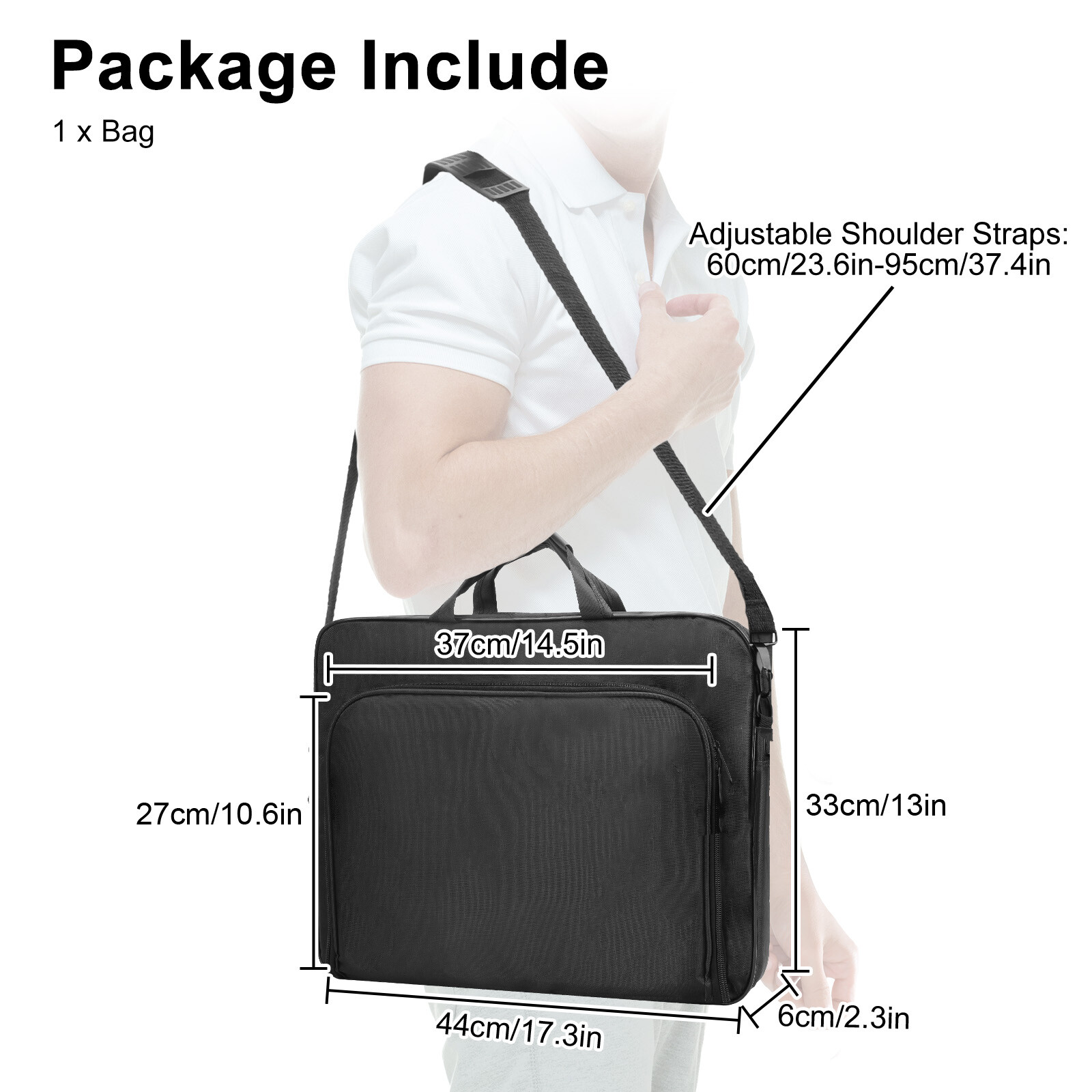 17in Water-Resistant Laptop Sleeve, Notebook Case Computer Bag w/ Shoulder Strap