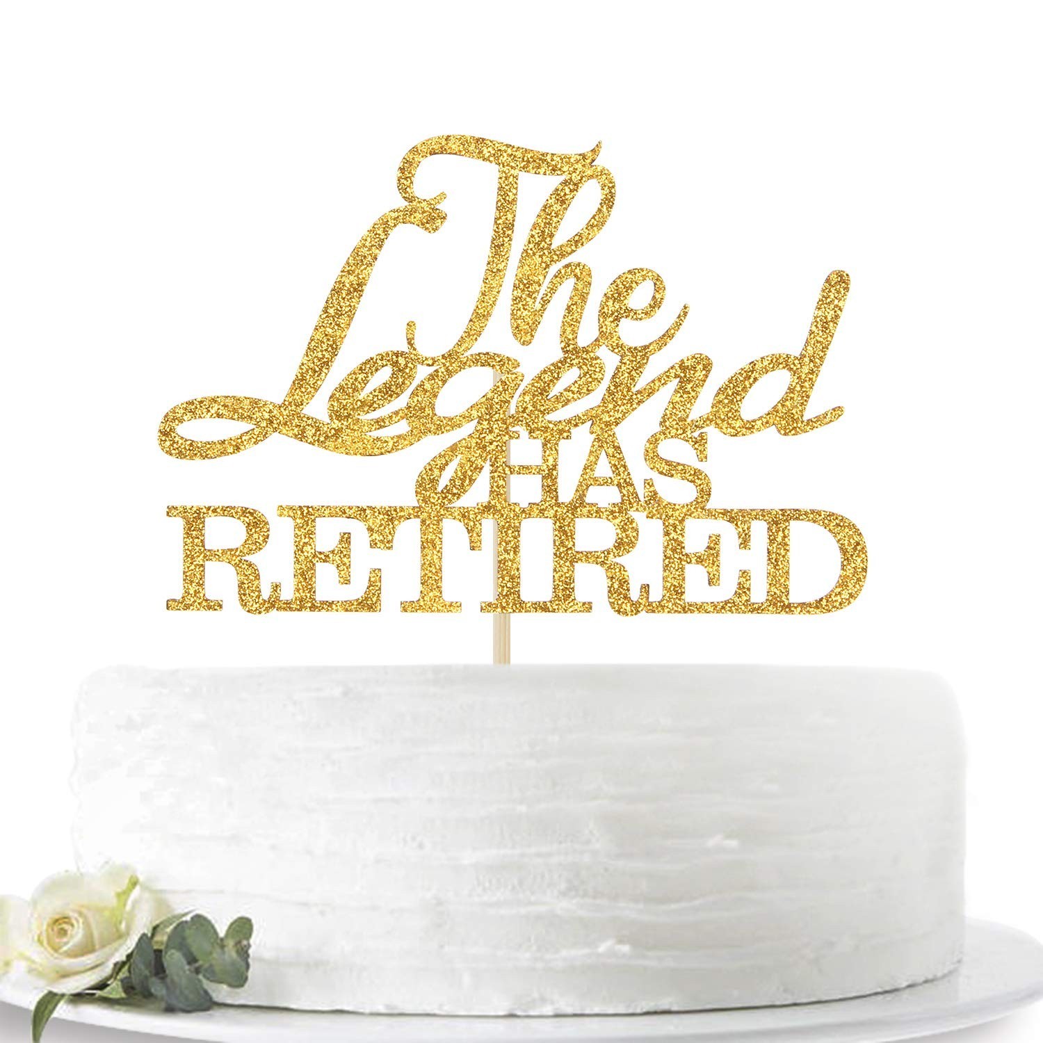 Gold Glitter The Legend has Retired Cake Topper - Official Retired - Happy Re...