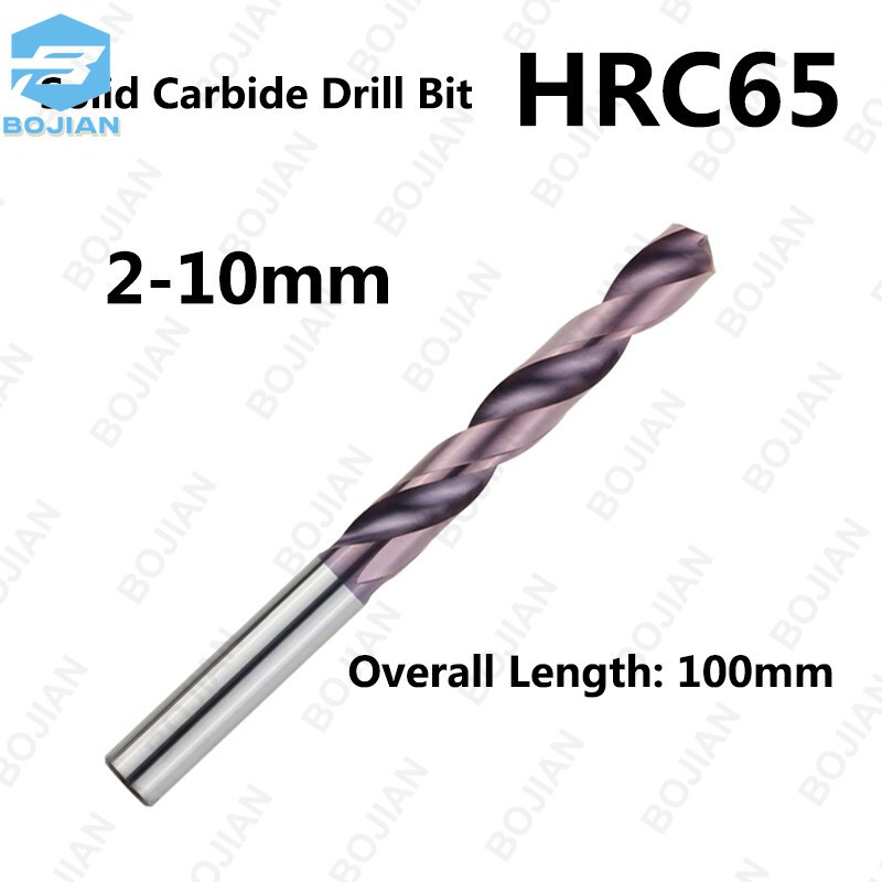1PC 2mm-10mmx100mm HRC65 Solid Carbide Drill Bit For Hard Alloy Stainless Steel