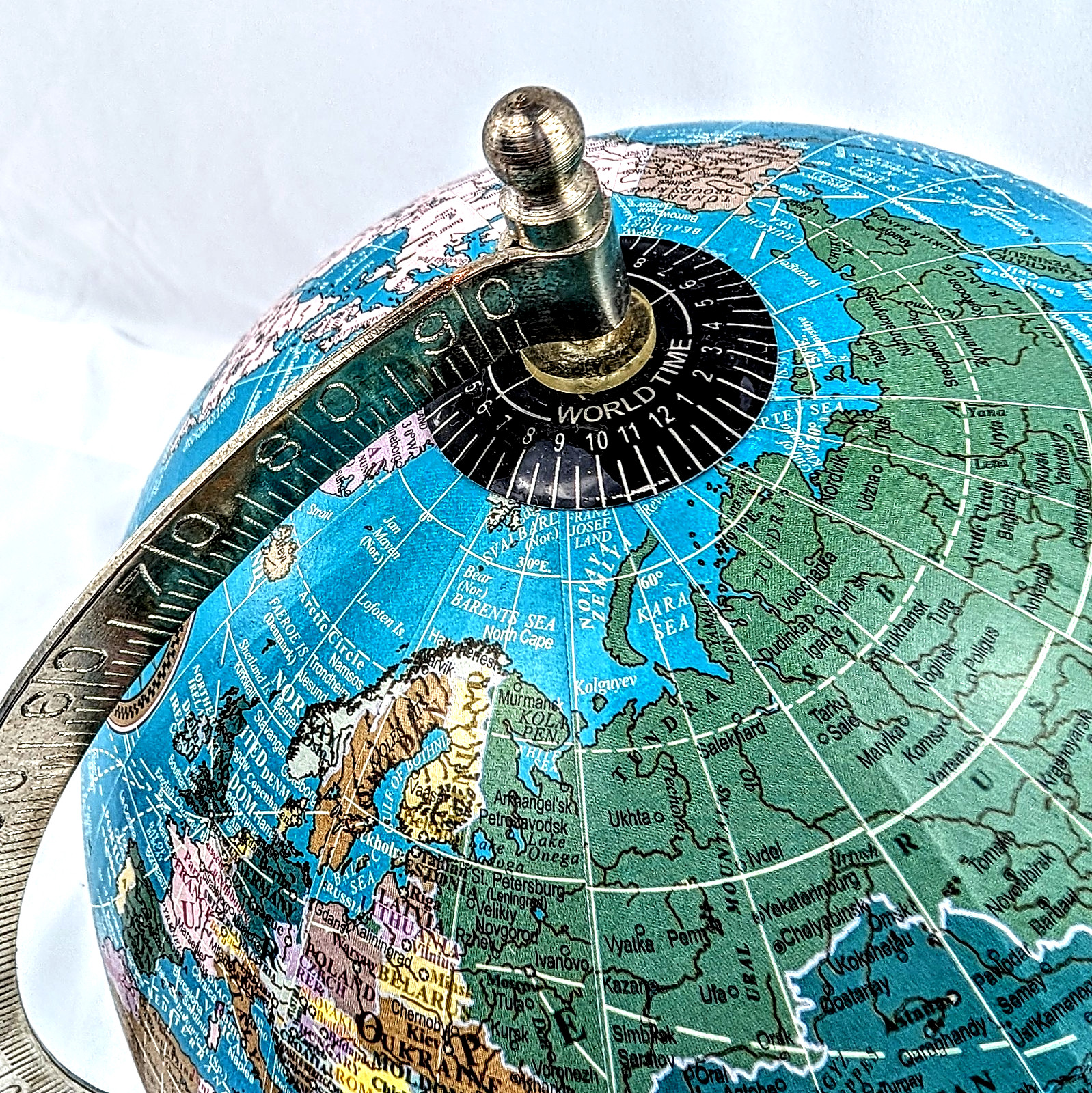 ​Artisan Handmade 10" Chrome World Globe - Modern Desktop Decor - Post-2011
