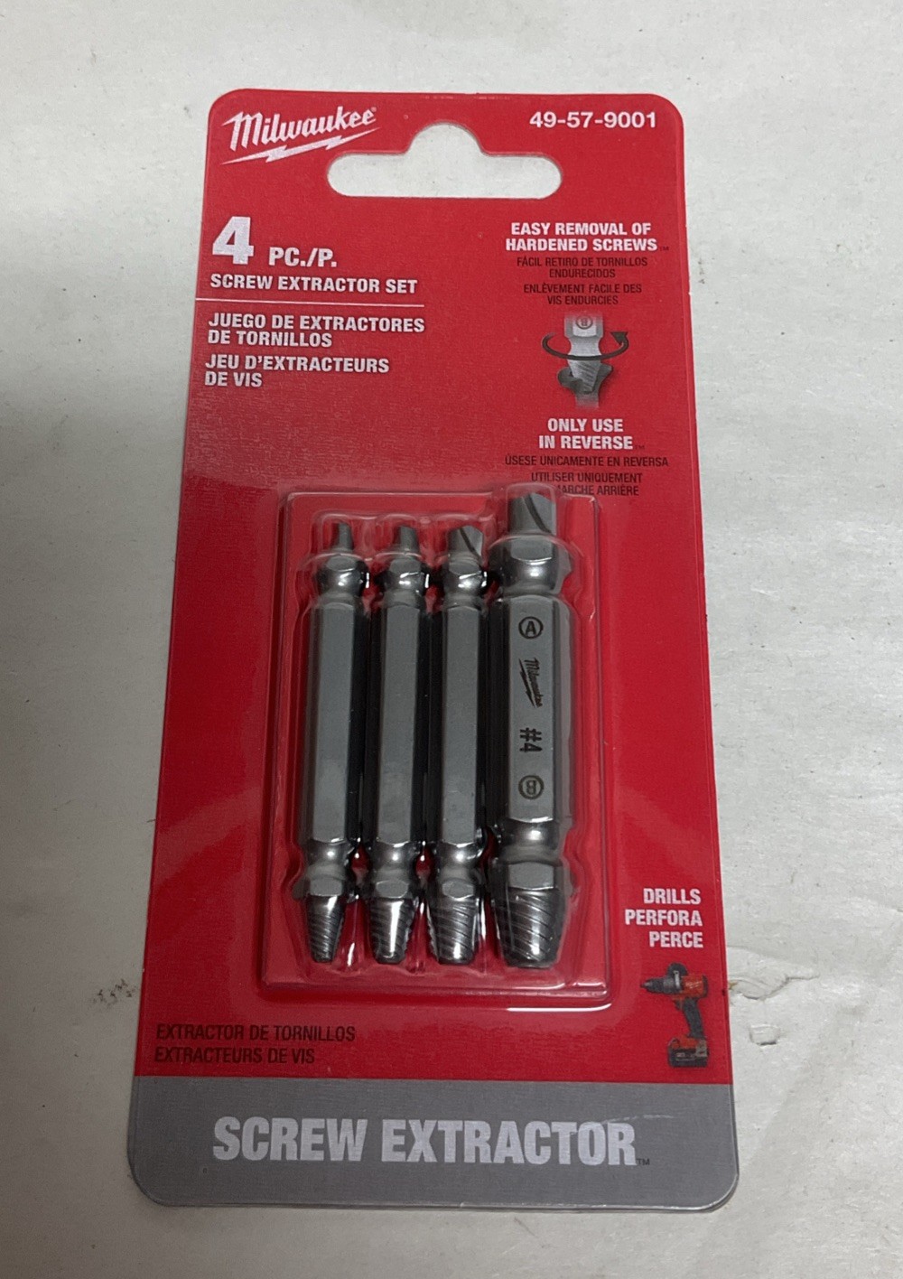 Milwaukee Tool M2 Hard Screw Extractor 4Pc Set 49-57-9001- Free S&H
