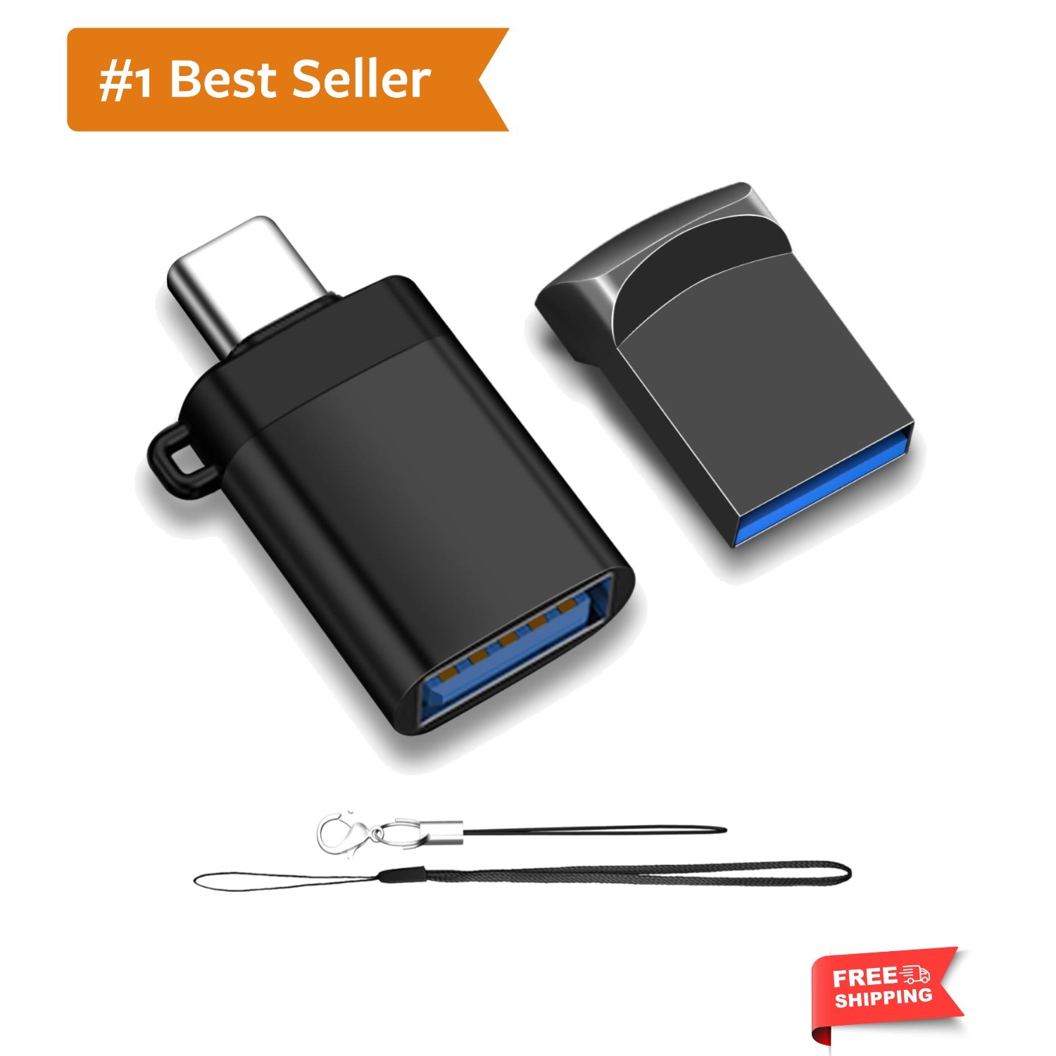 32GB USB 3.0 Flash Drive with USB-C Adapter - Compact & Portable Solution