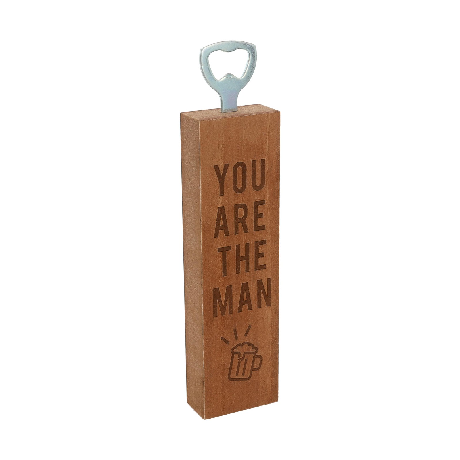 Pavilion You Are The Man 2x7 in Stainless Steel Bottle Opener Plaque for Dad