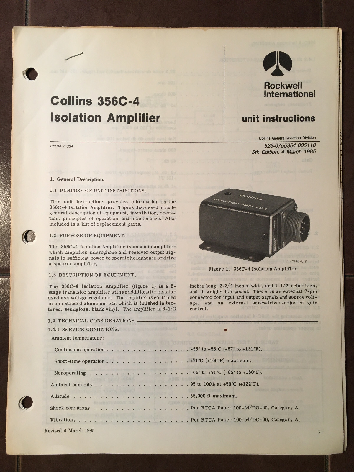 Collins 356C-4 Amplifier Service Manual