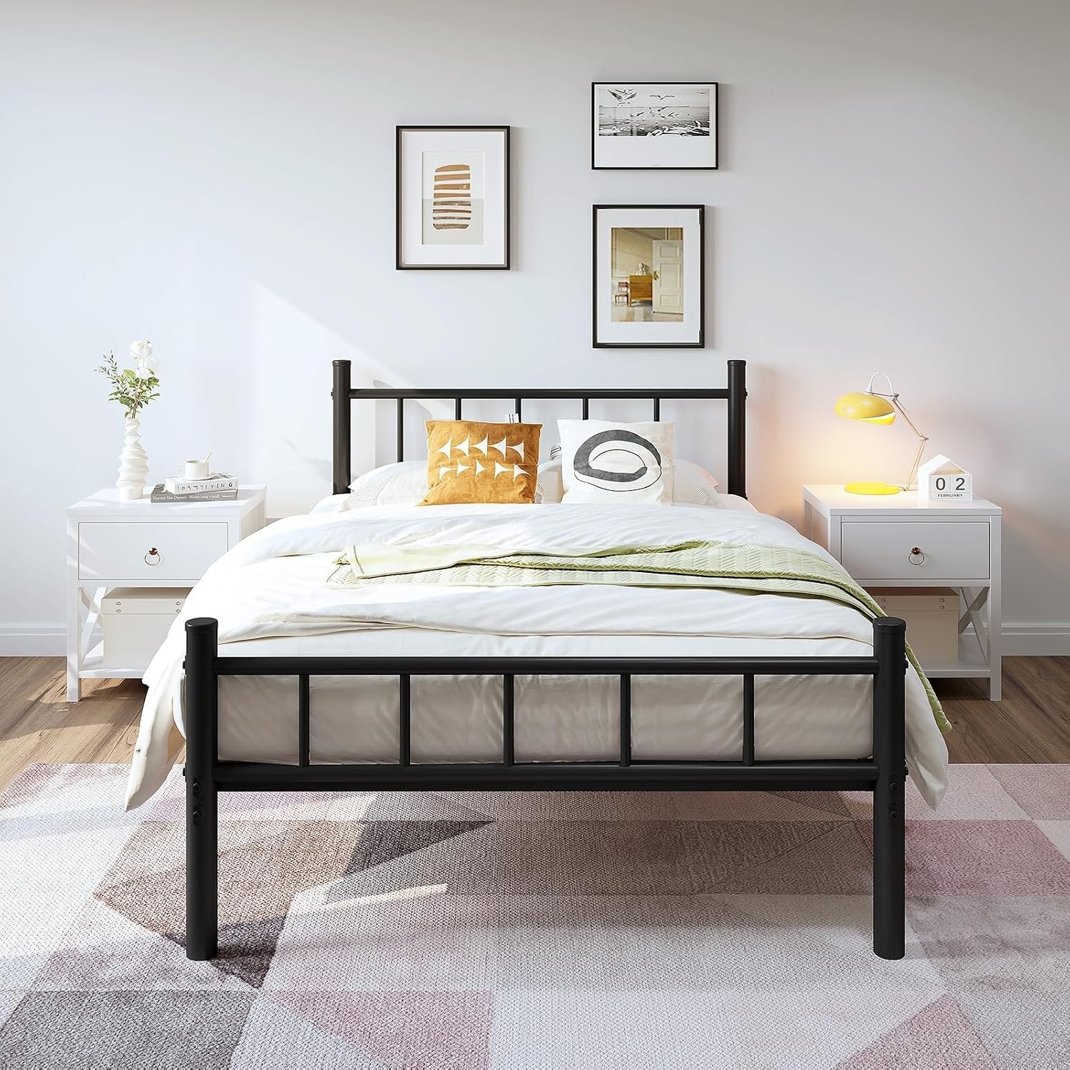 Twin Size Metal Bed Frame W/ Headboard & Footboard 14 Inch Metal Platform