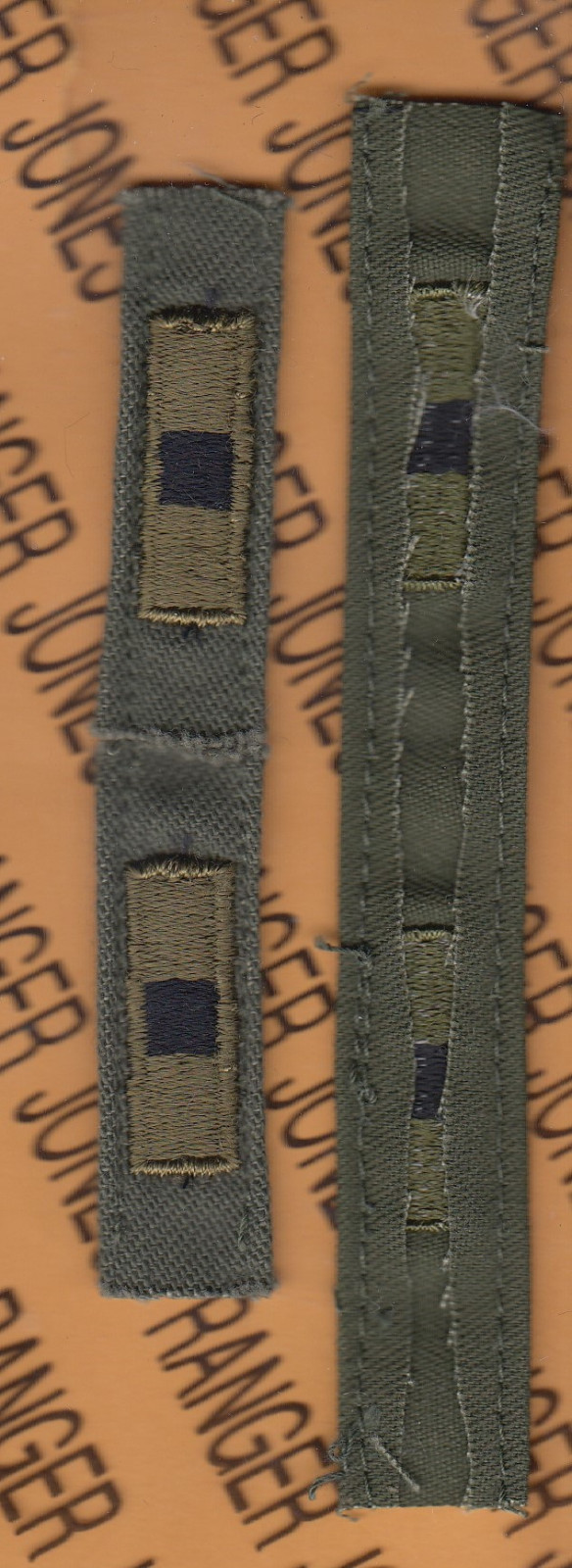 US ARMY WO I WARRANT OFFICER OD Green & Black rank patch set sewn