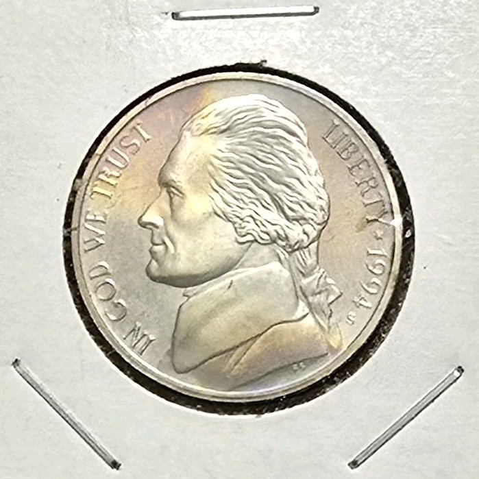 1994 Jefferson Nickel Proof  Rainbow Toning  #R187