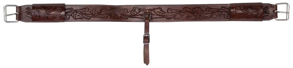 Floral Tooling Geniune Dark Brown Leather For Western Saddle Cinch Girth