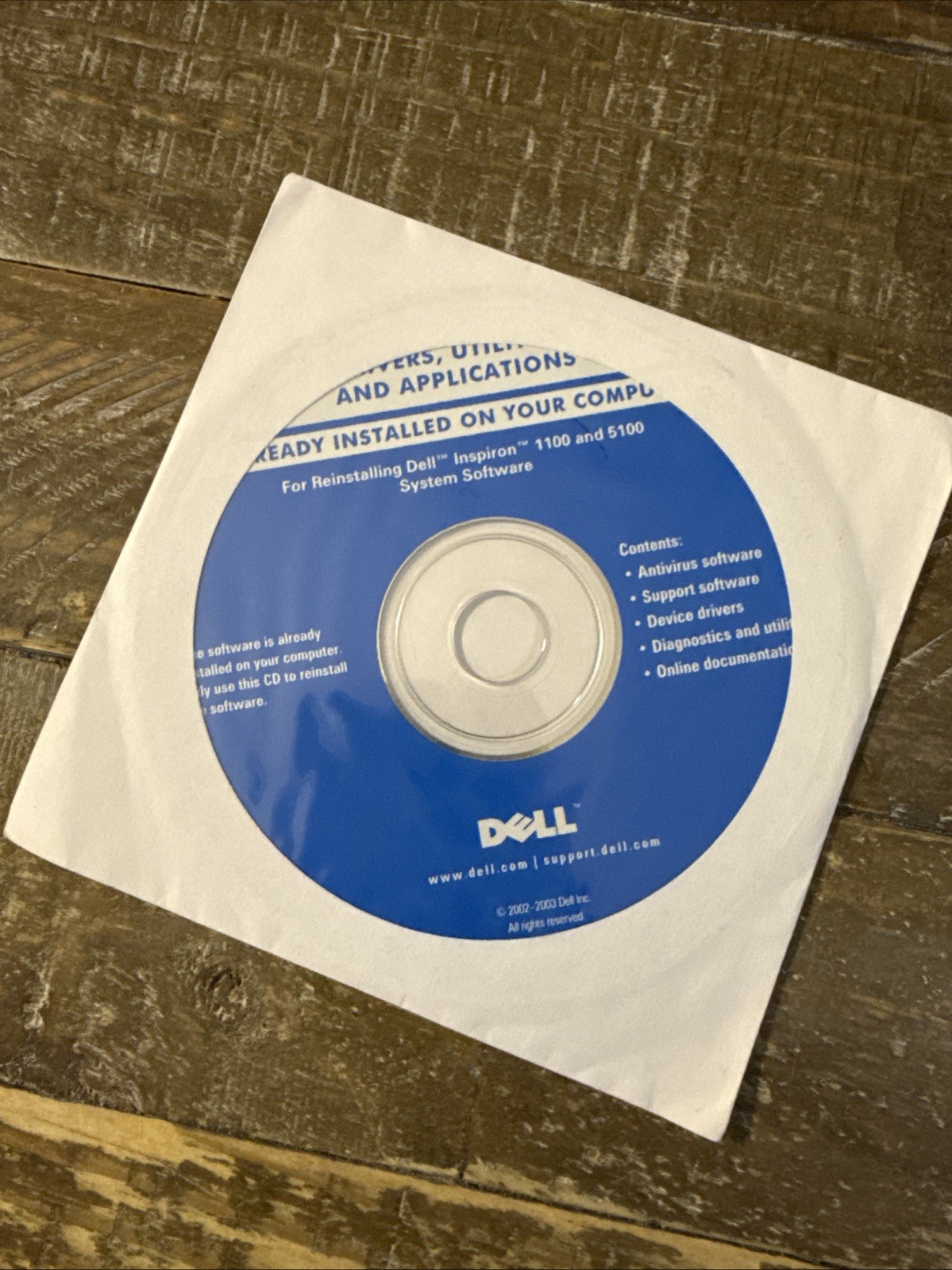 Dell Drivers & Utilities Inspiron 1100 & 5100 Software PC Cd Rom