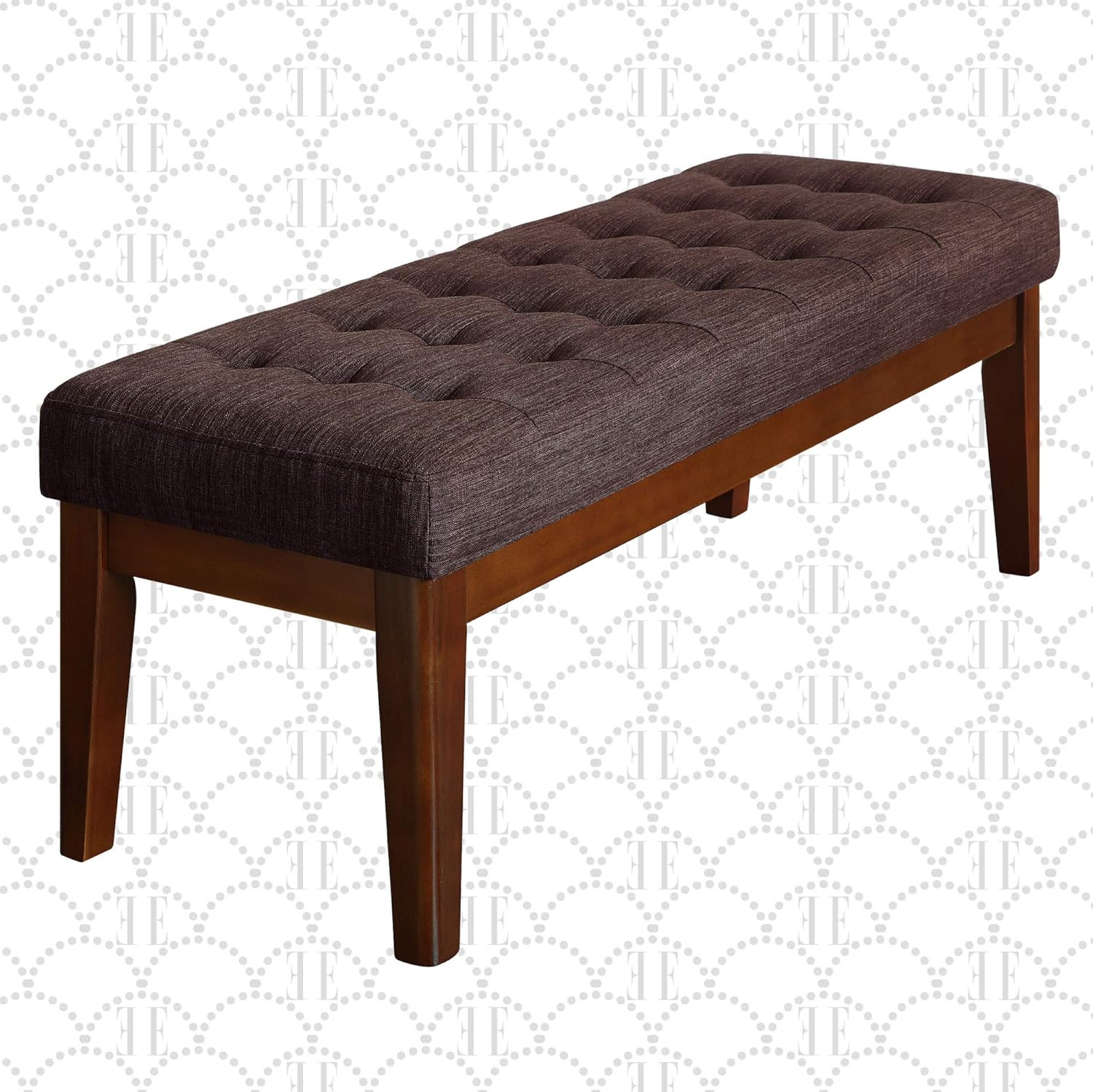 Claire Button Tufted Upholstered Bedroom Bench, Modern Fabric Padded Ottoman wit