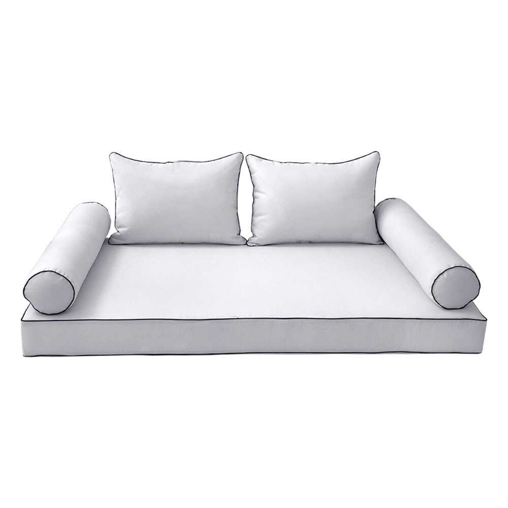 Style4 5PC Contrast Pipe Daybed Mattress Cushion Complete Set-Queen Size AD105