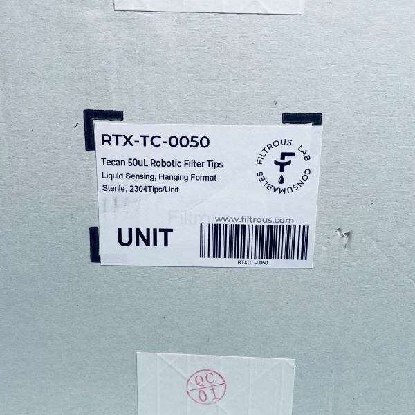 Tecan Pipette Tips 50 ul Robotic Filtered Case of 24 Racks