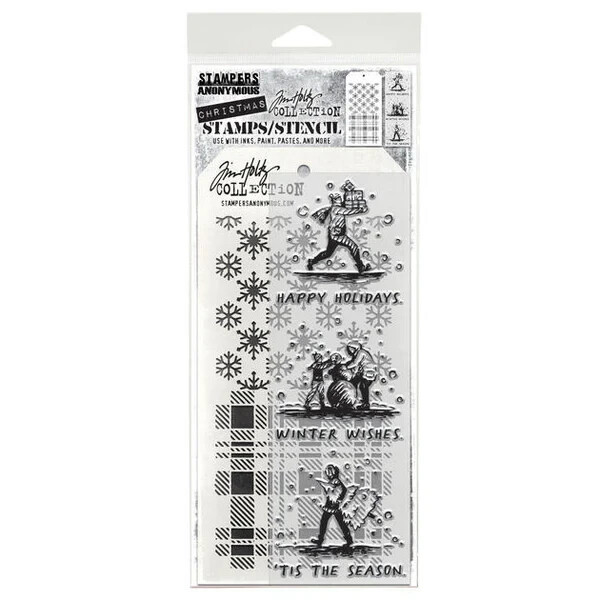 Tim Holtz Stampers Anonymous Stamp/Stencil Set - HOLIDAY SKETCHBOOK THMM176