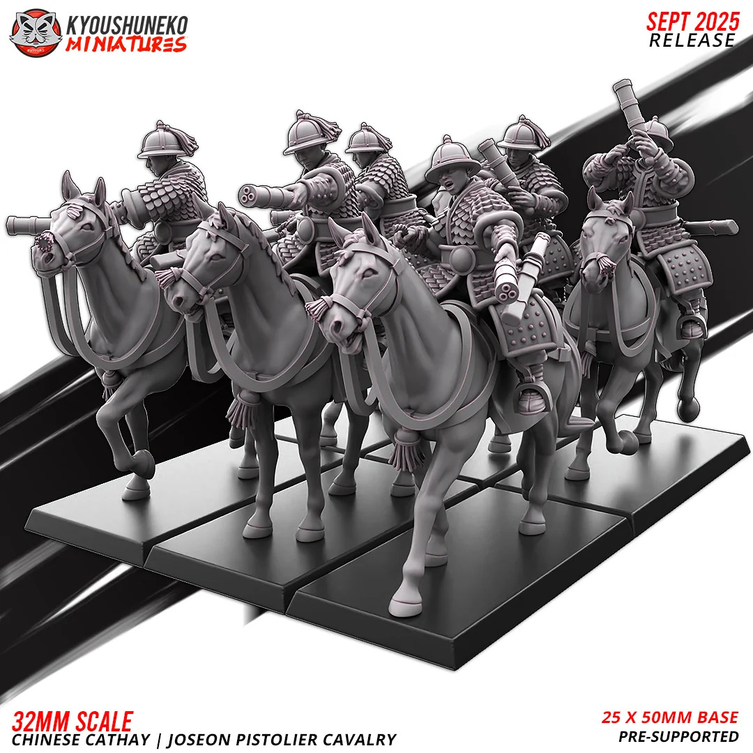 Joseon Pistolier Cavalry - 28-32mm Chinese Cathay - Resin Tabletop Miniature