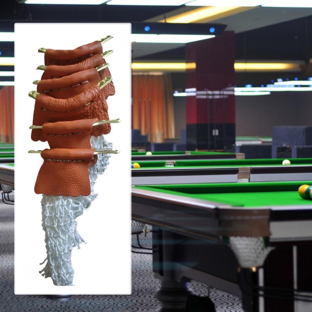 Snooker Table PU Leather Pockets 6Pcs/Set Replacement Billiards Mesh Bag
