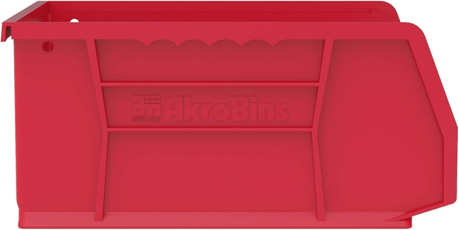 Stackable Red Storage Bins - 6-Pack for Garage & Pantry Organization