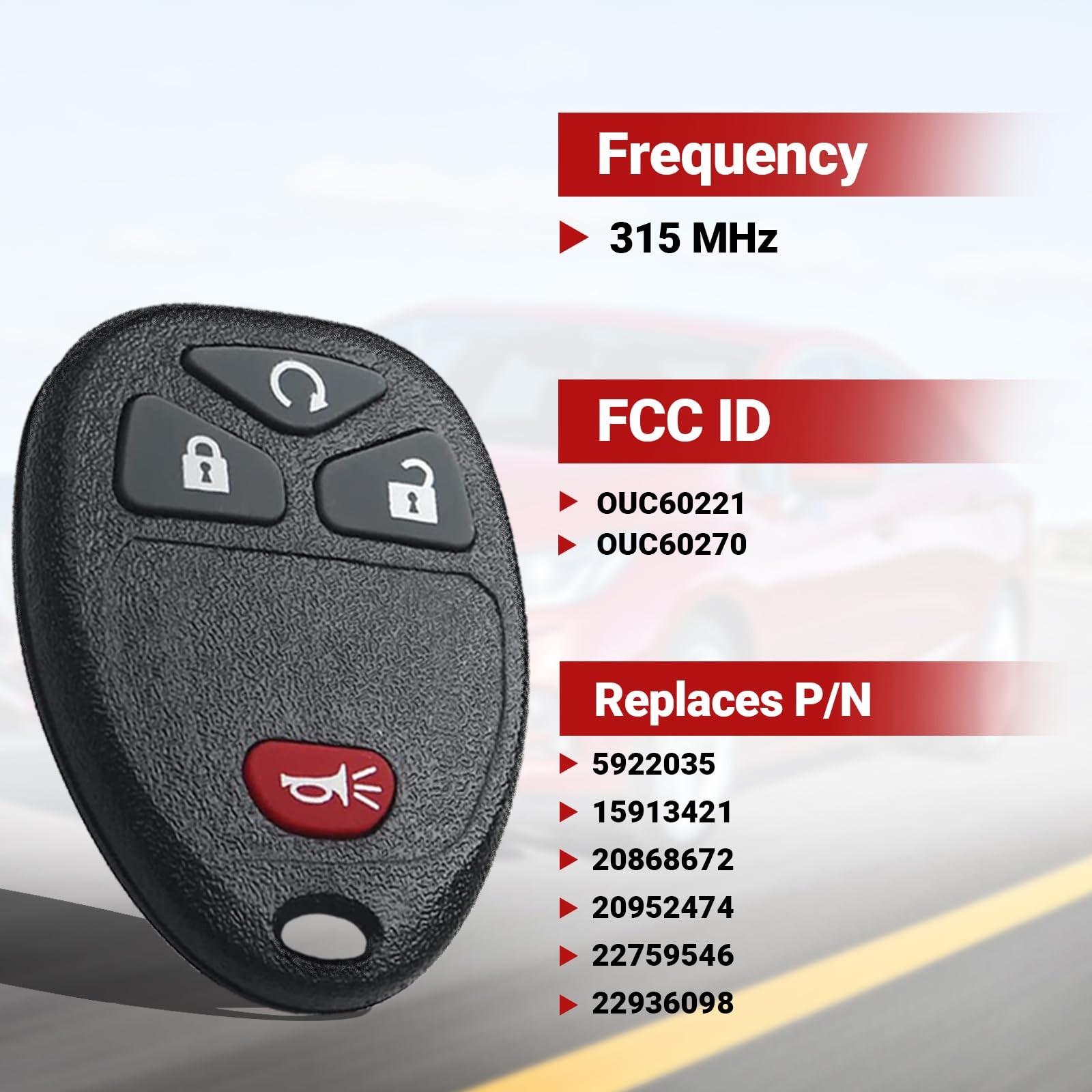 Key Fob Remote Replacement 2 Pack Car Keyless Entry Control