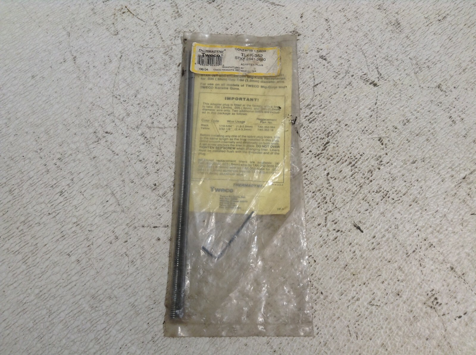 Tweco Thermadyne TLAK-352 Wire Feed Adapter Plug TLAK352 New