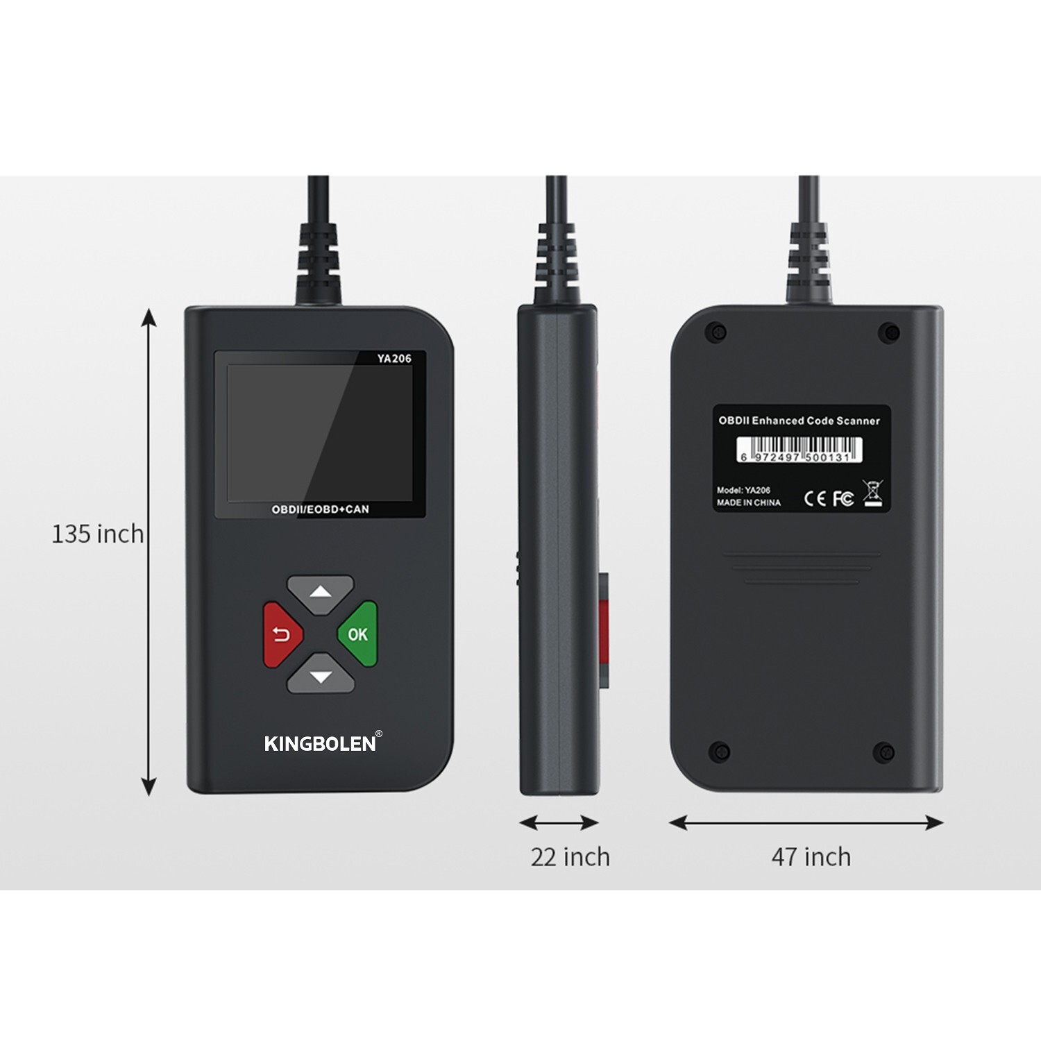 YA206 Auto OBD Code Reader OBD2 Scanner Car Check Engine Fault Diagnostic Tool